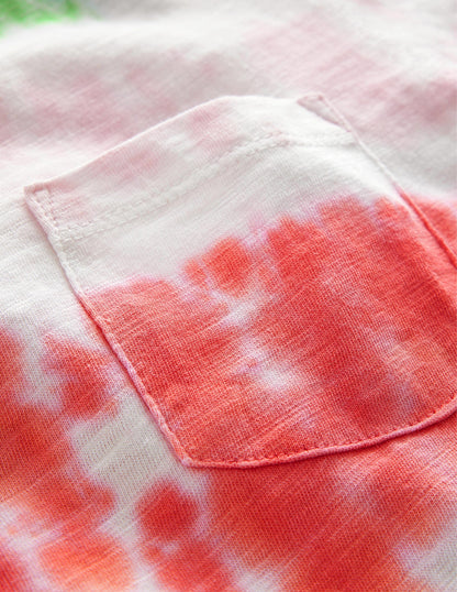 Gemustertes, vorgewaschenes T-Shirt aus Flammgarn-Marmeladenrot/Penzance-Blau/Safarigrün-5