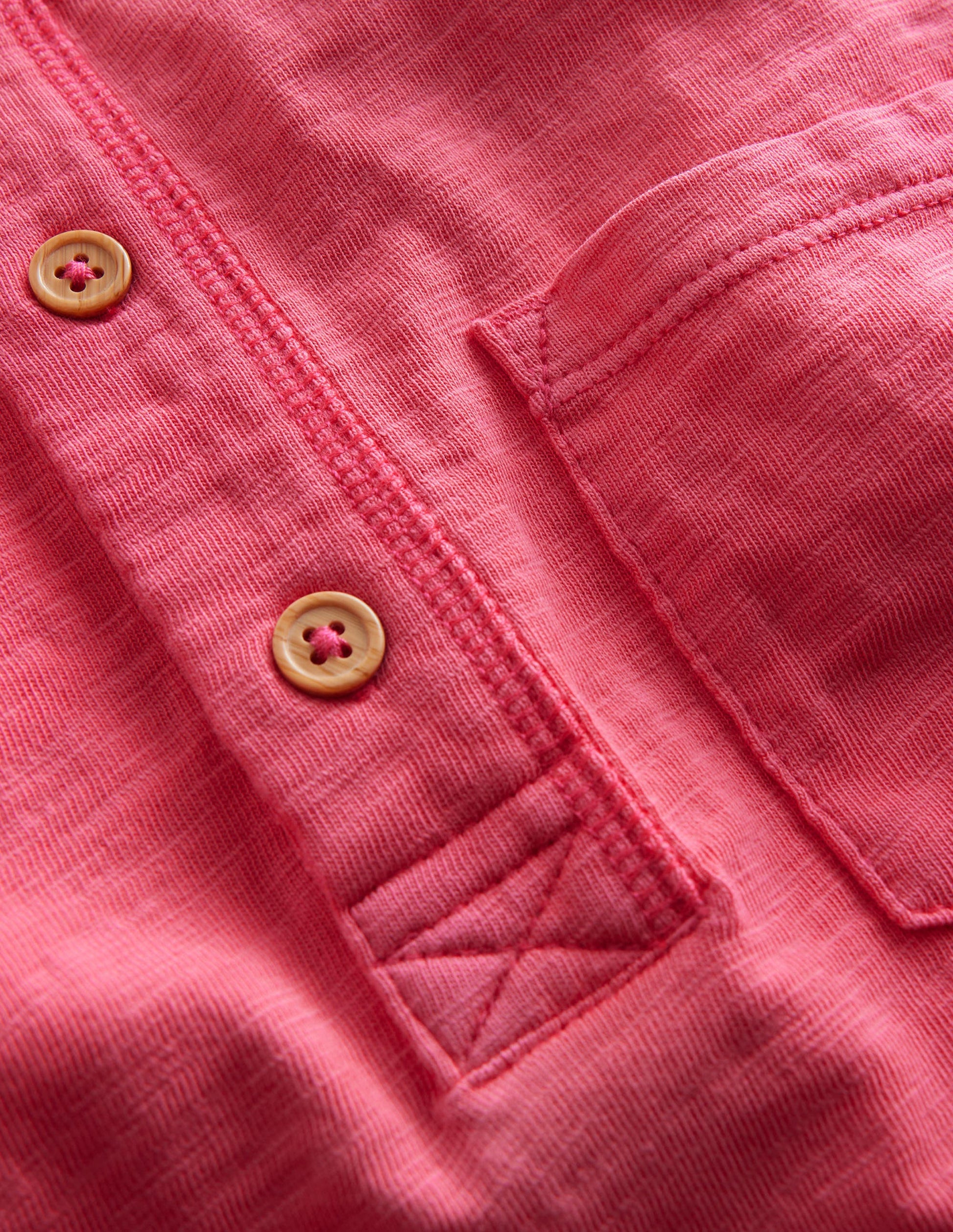 Henley T-Shirt aus gewaschener Baumwolle-Bonbonrosa-3