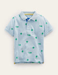 Embroidered Piqué Polo Shirt-Surfboard Blue Frogs