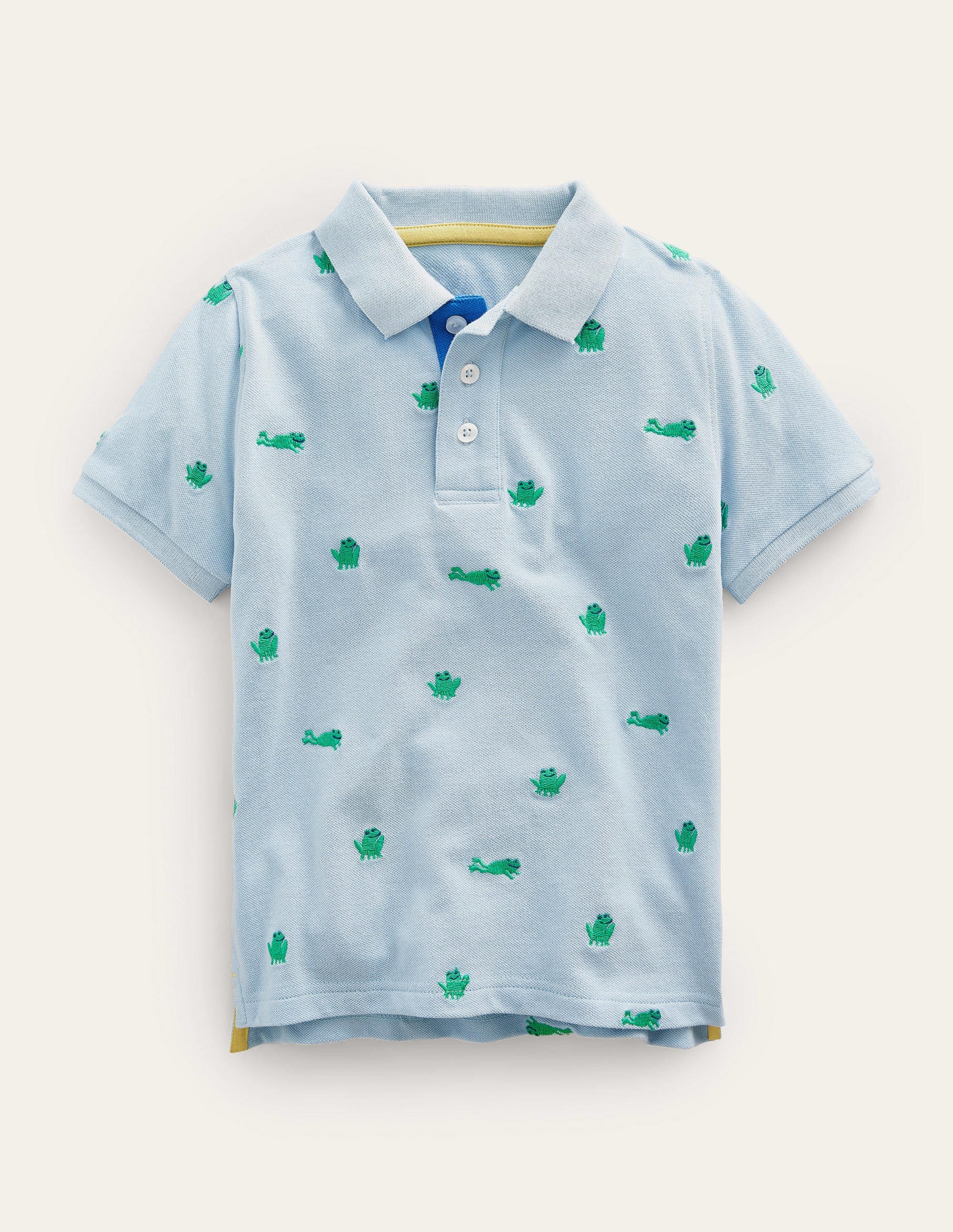 Embroidered Piqué Polo Shirt-Surfboard Blue Frogs - Image 1