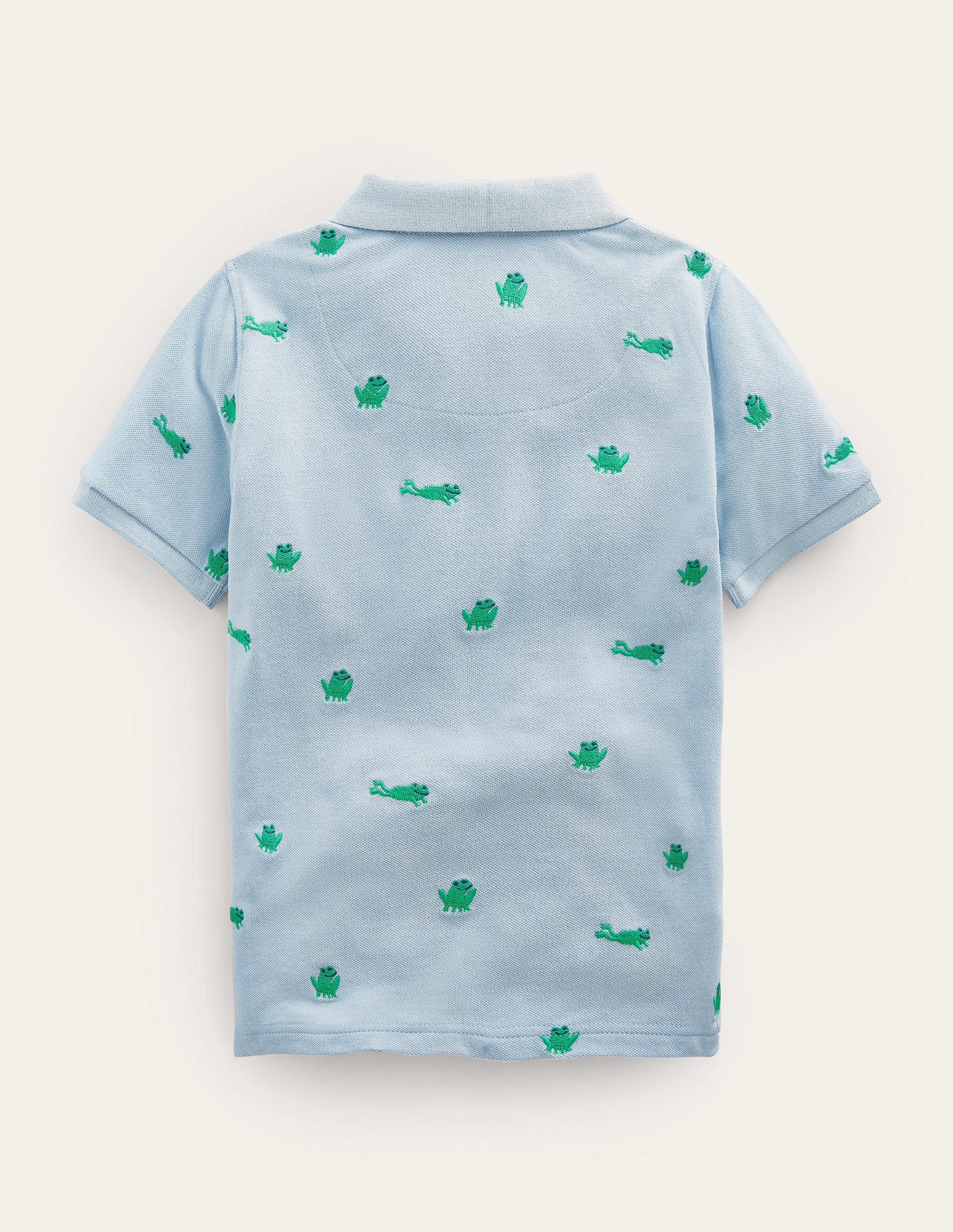 Embroidered Piqué Polo Shirt-Surfboard Blue Frogs - Image 2