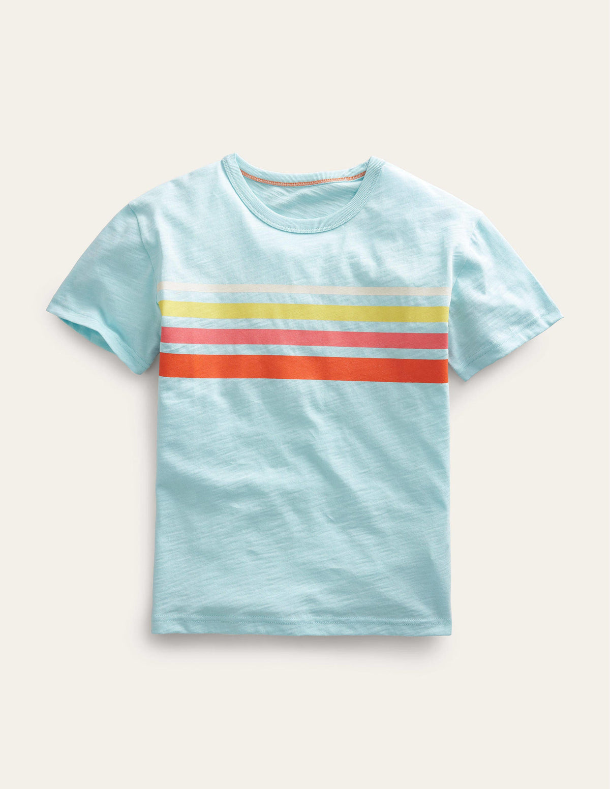 Relaxed Striped Cotton T-Shirt-Iced Aqua Blue - Image 1