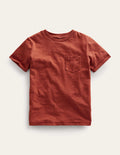 T-shirt délavé en tissu flammé-Châtaigne grillée