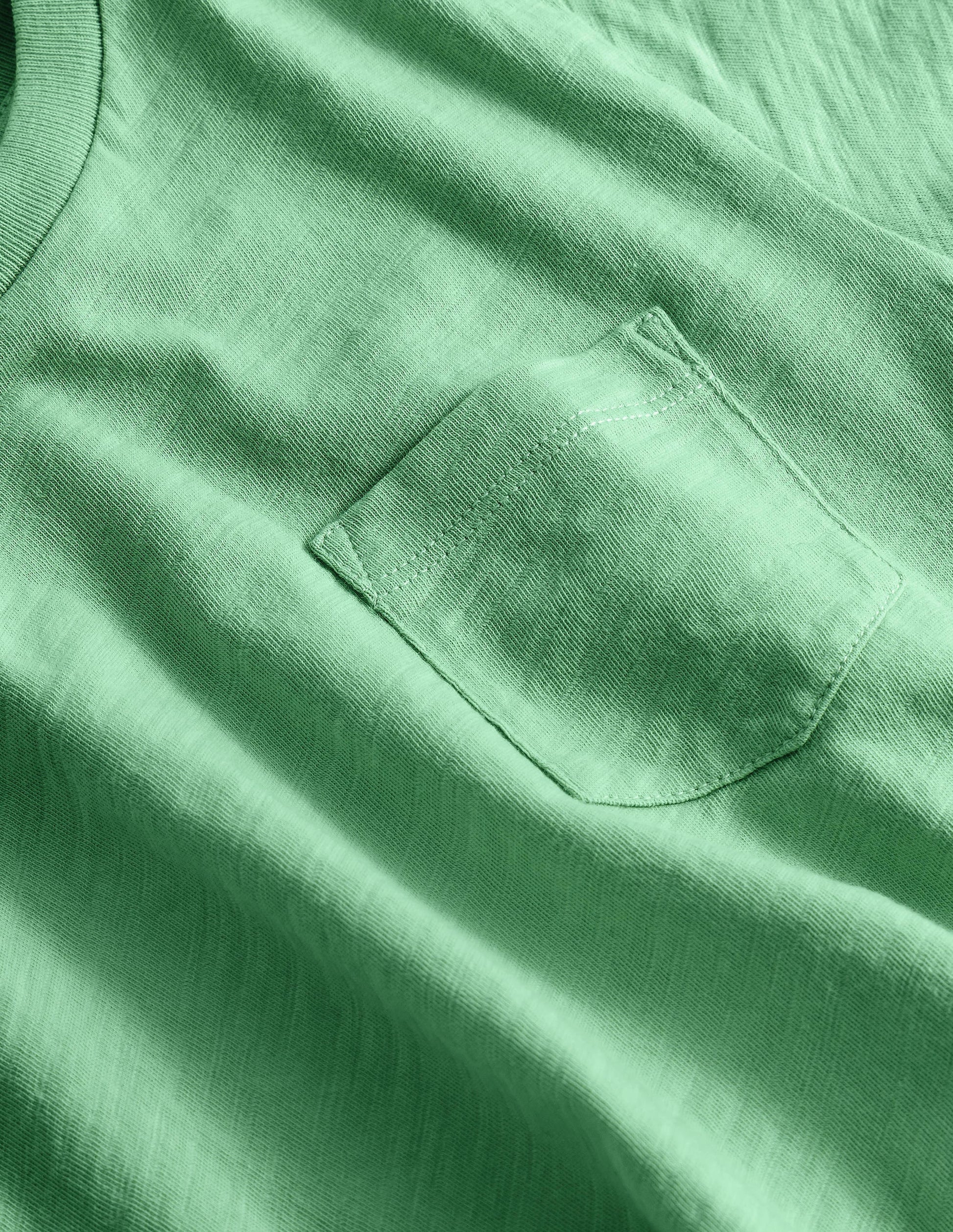 T-shirt délavé en tissu flammé-Vert herbe profond-3
