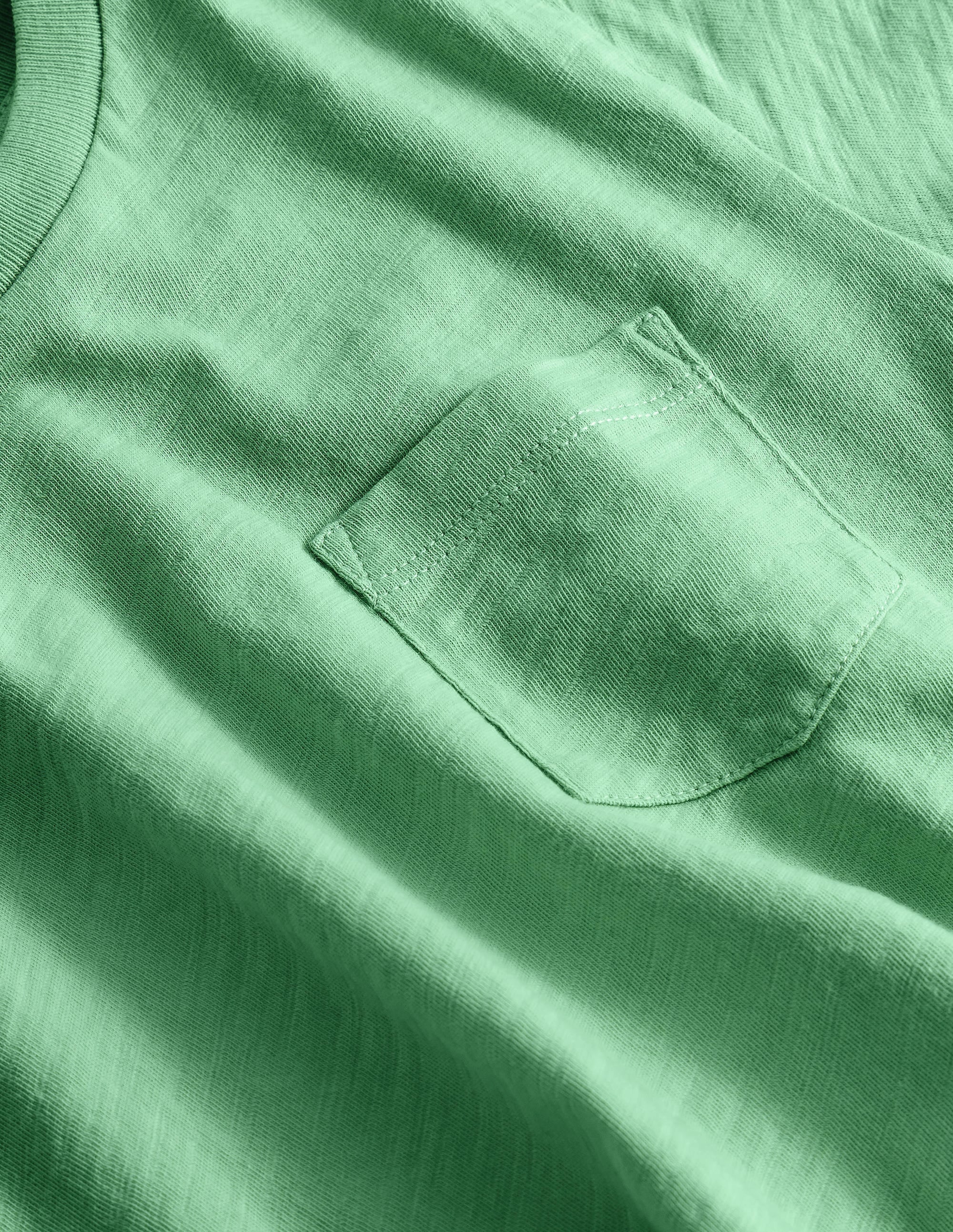 T-shirt délavé en tissu flammé-Vert herbe profond - Image 3