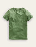 Vorgewaschenes Flammgarn-T-Shirt-Safarigrün