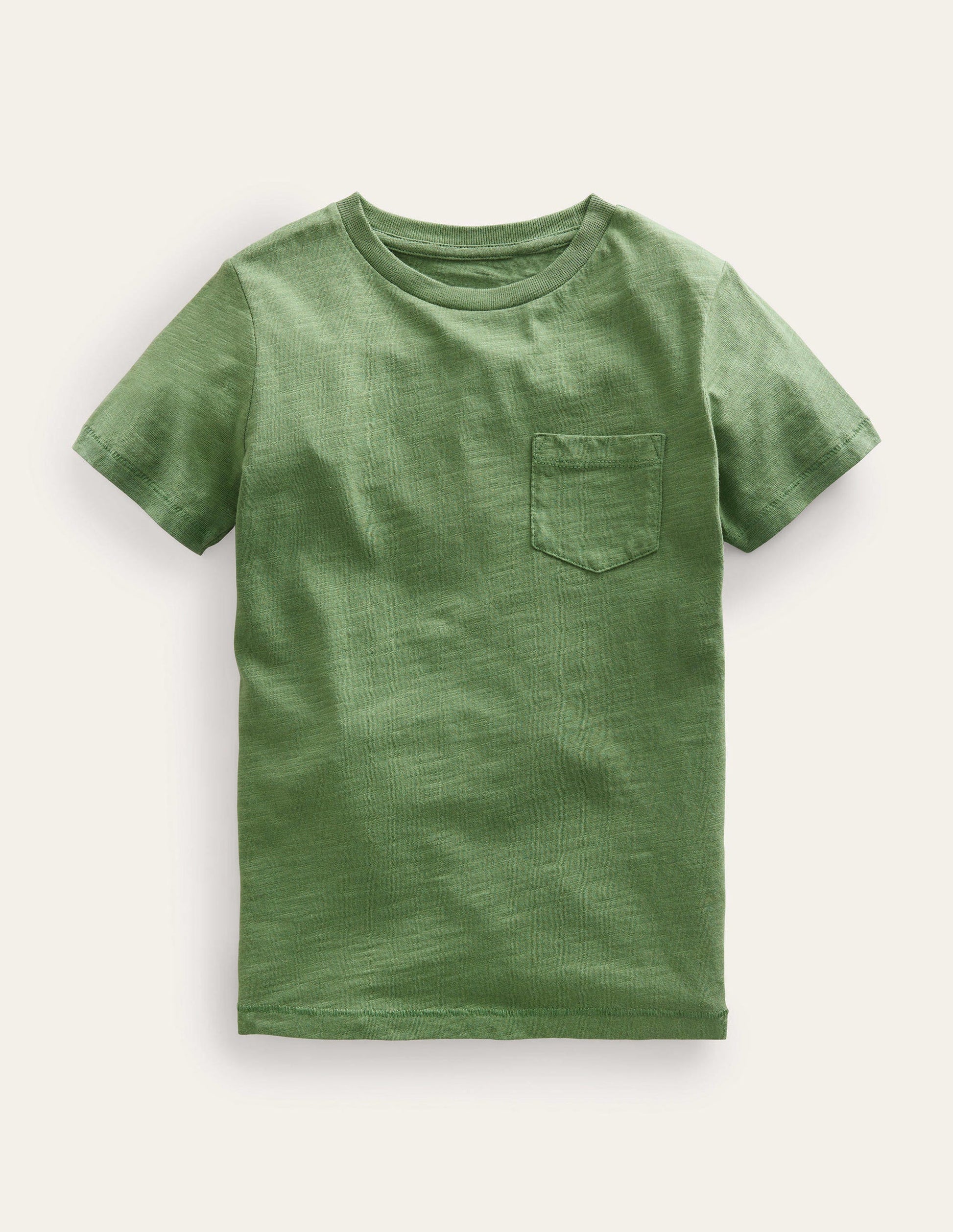 Vorgewaschenes Flammgarn-T-Shirt-Safarigrün-1