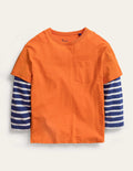 T-shirt manches longues à double épaisseur-Orange opale de feu