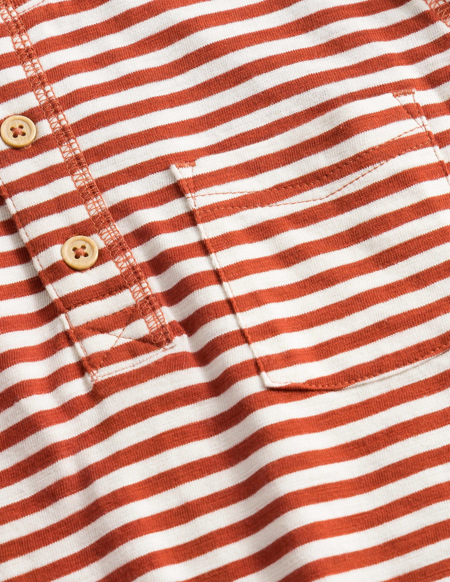 Langärmliges Henley-Oberteil-Kastanienbraun/Weiß