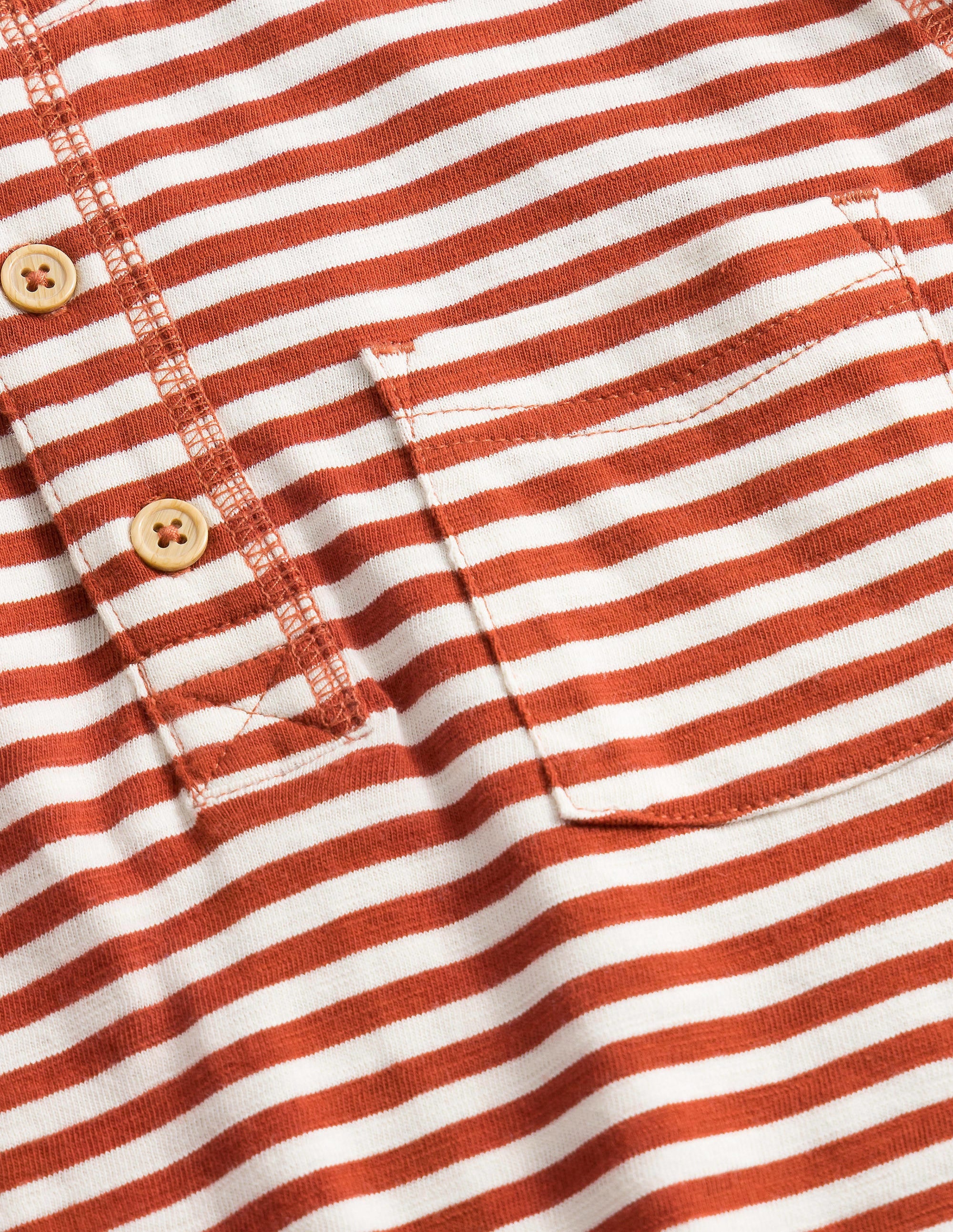 Long Sleeved Henley T-shirt-Roast Chestnut/White - Image 3