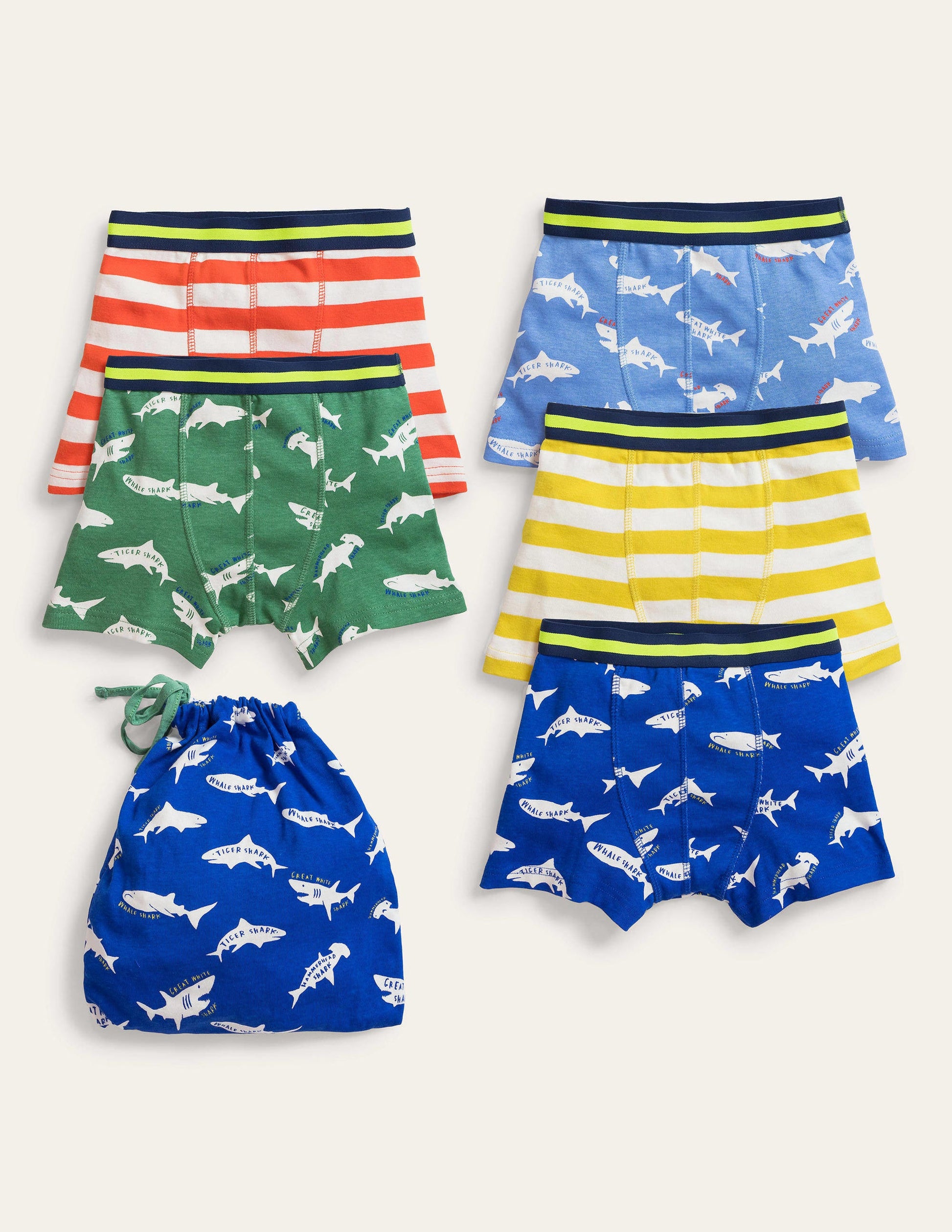Boxershorts im 5er-Pack-Bunt, Hai-1