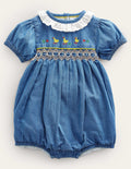 Gesmokter Webstrampler-Chambray Ducks