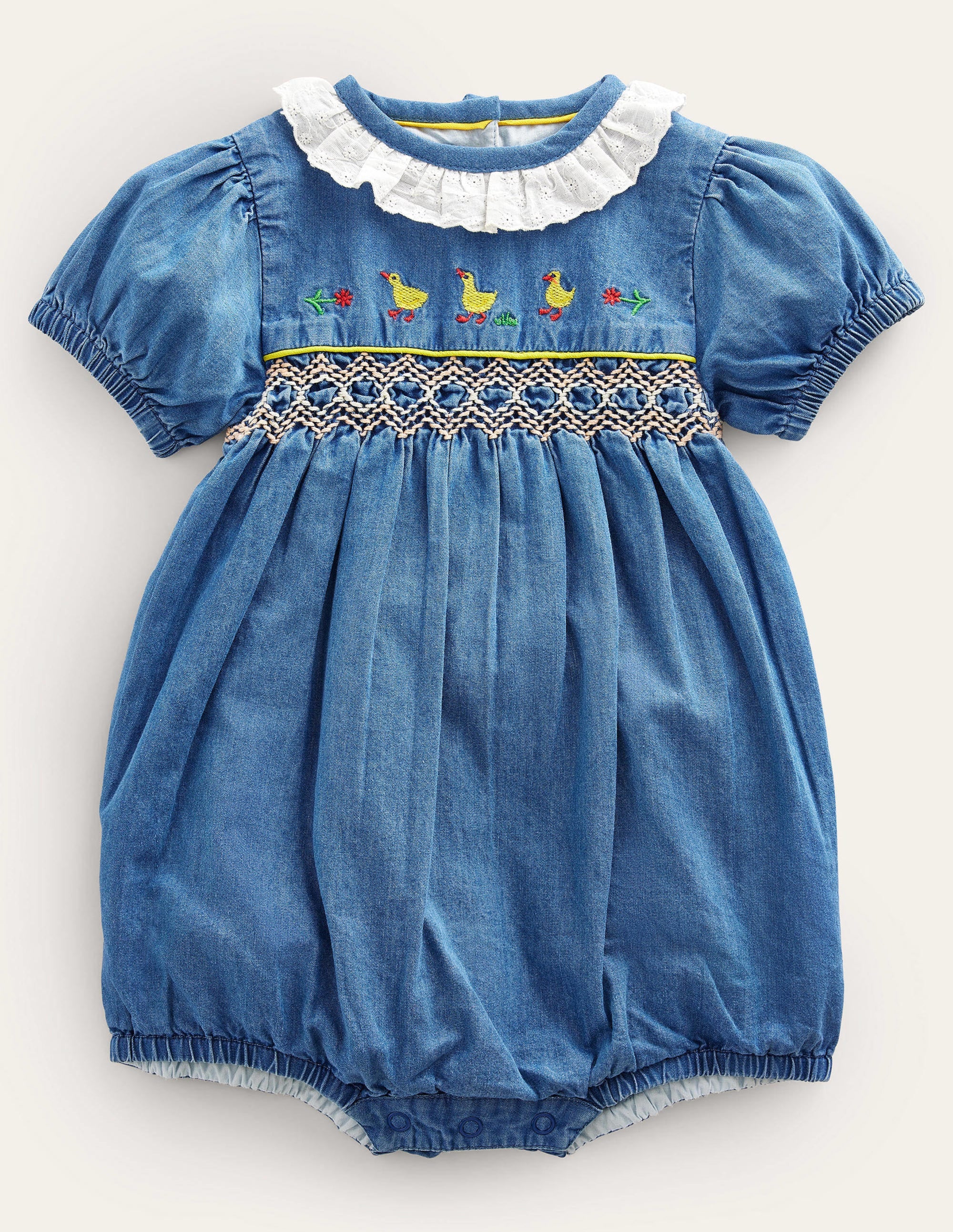 Gesmokter Webstrampler-Chambray Ducks - Image 1