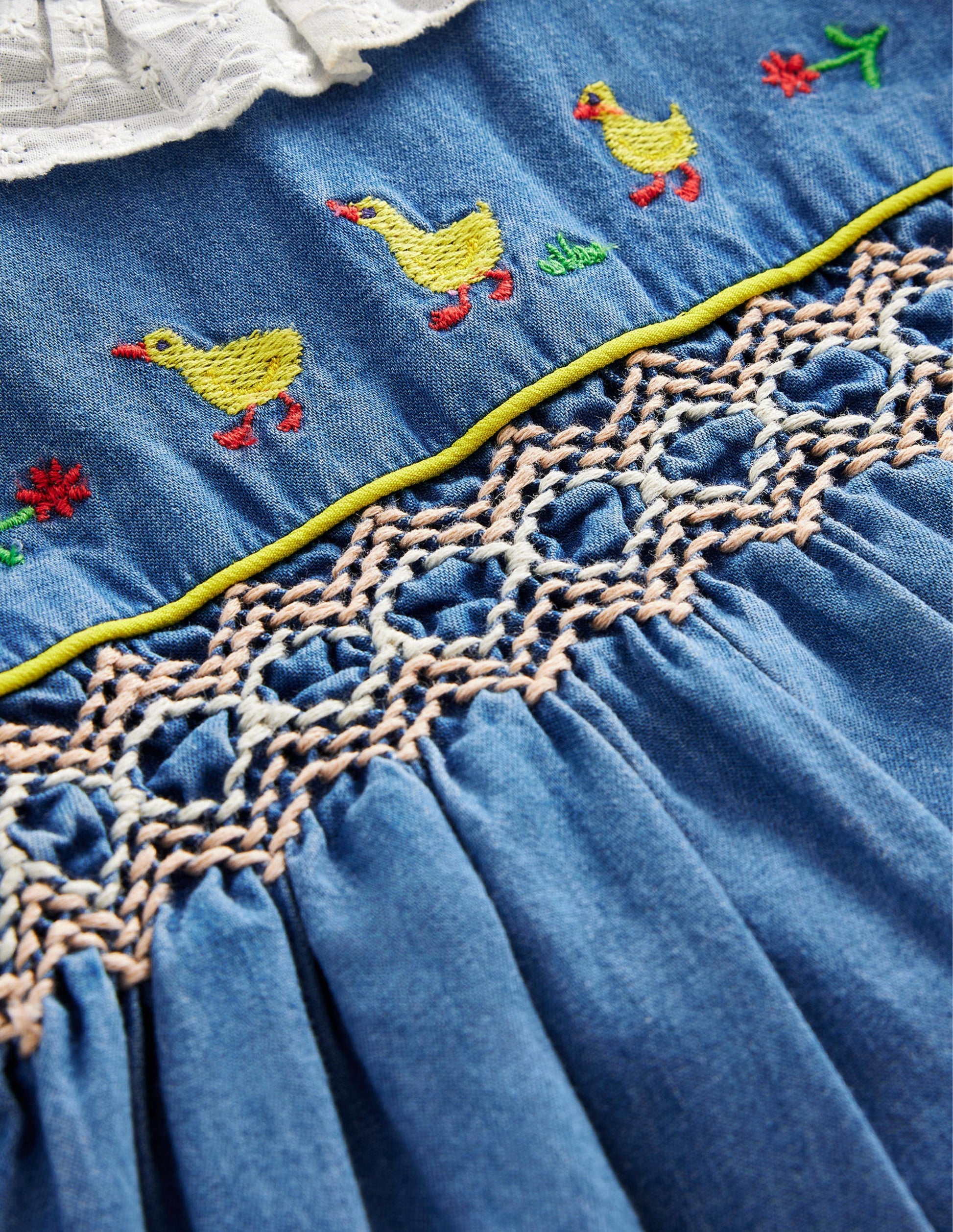 Gesmokter Webstrampler-Chambray Ducks-3