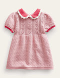 Robe en maille à manches bouffantes-Rose boto