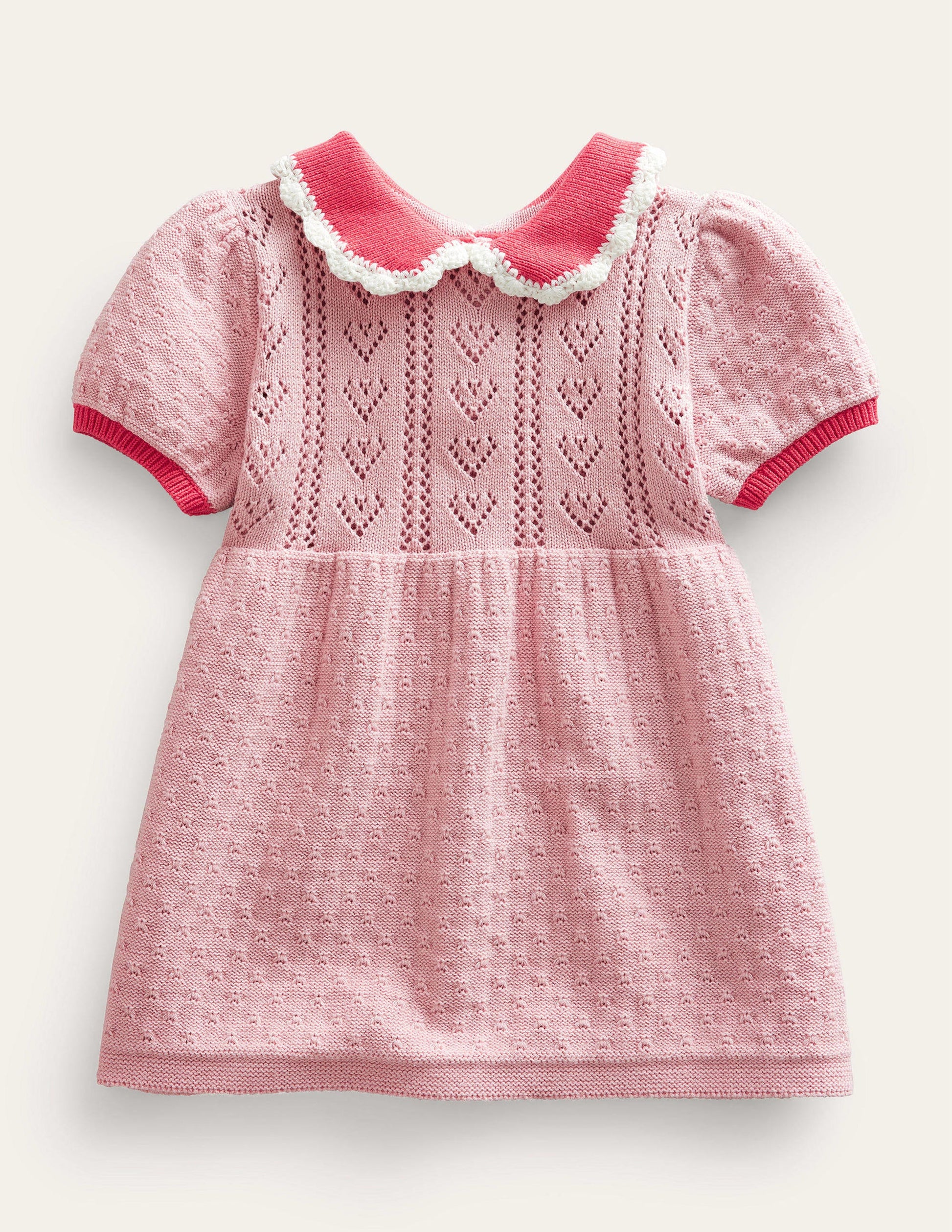 Robe en maille à manches bouffantes-Rose boto-1