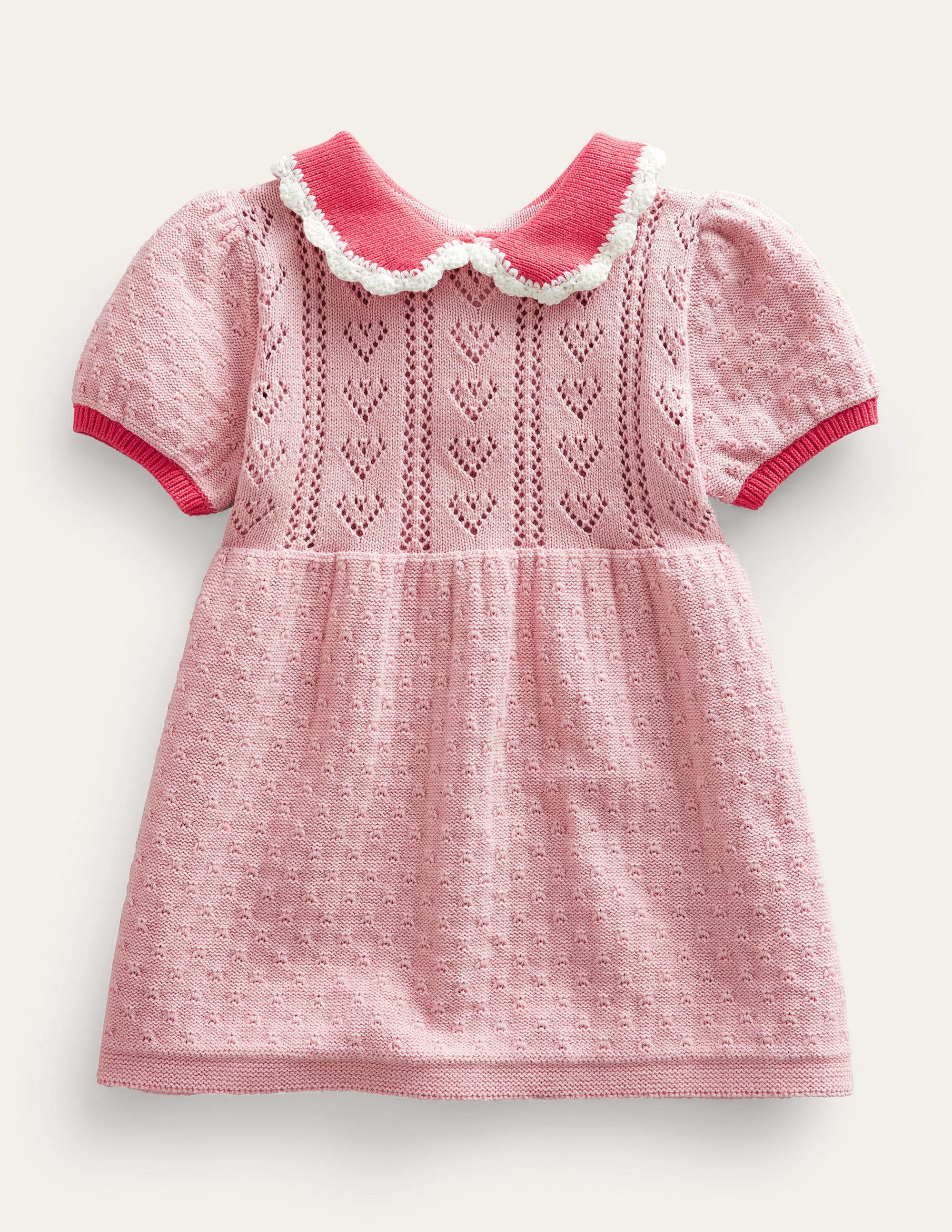 Robe en maille à manches bouffantes-Rose boto - Image 1