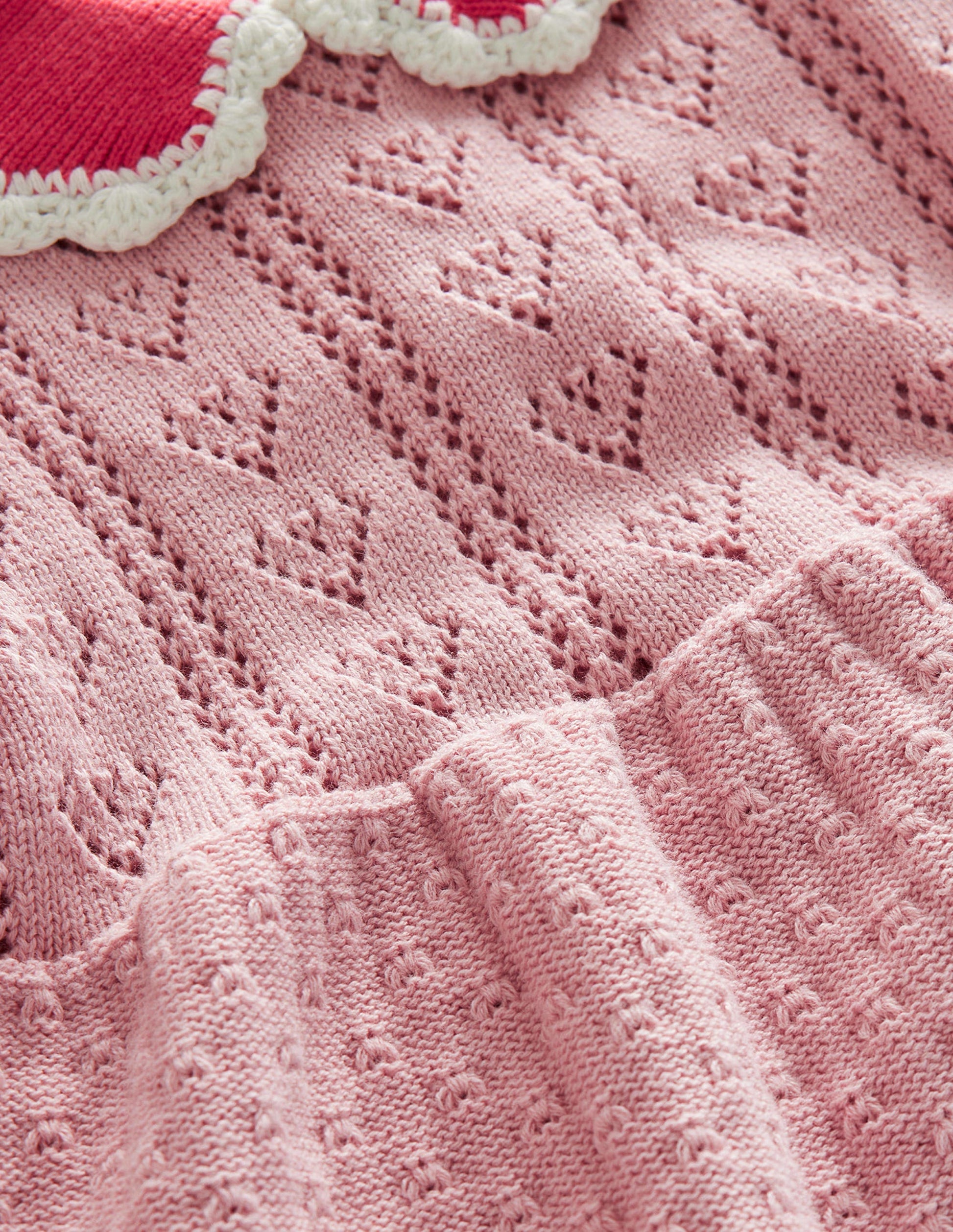 Robe en maille à manches bouffantes-Rose boto-3