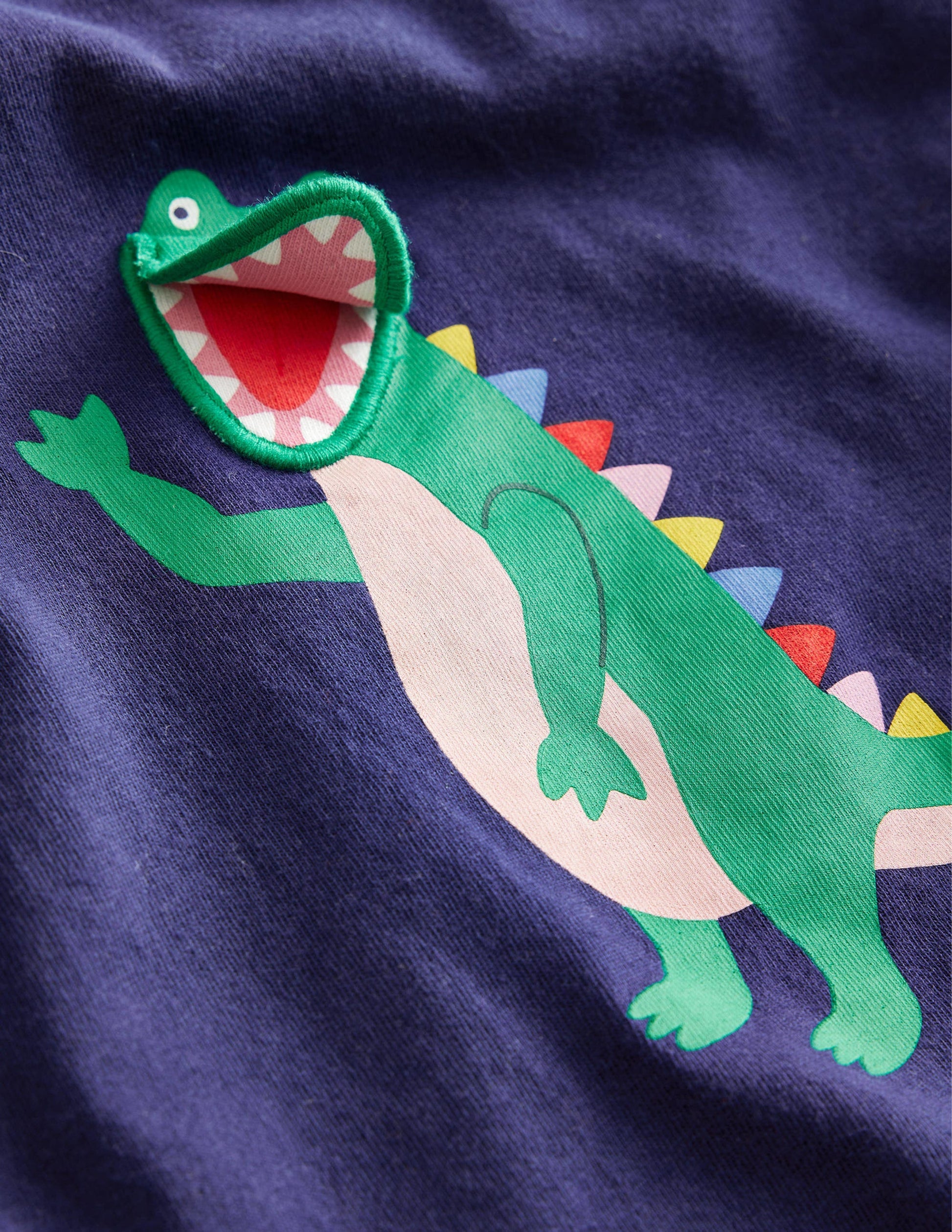 T-Shirt mit Aufklappmotiv-Segelblau, Krokodil-3