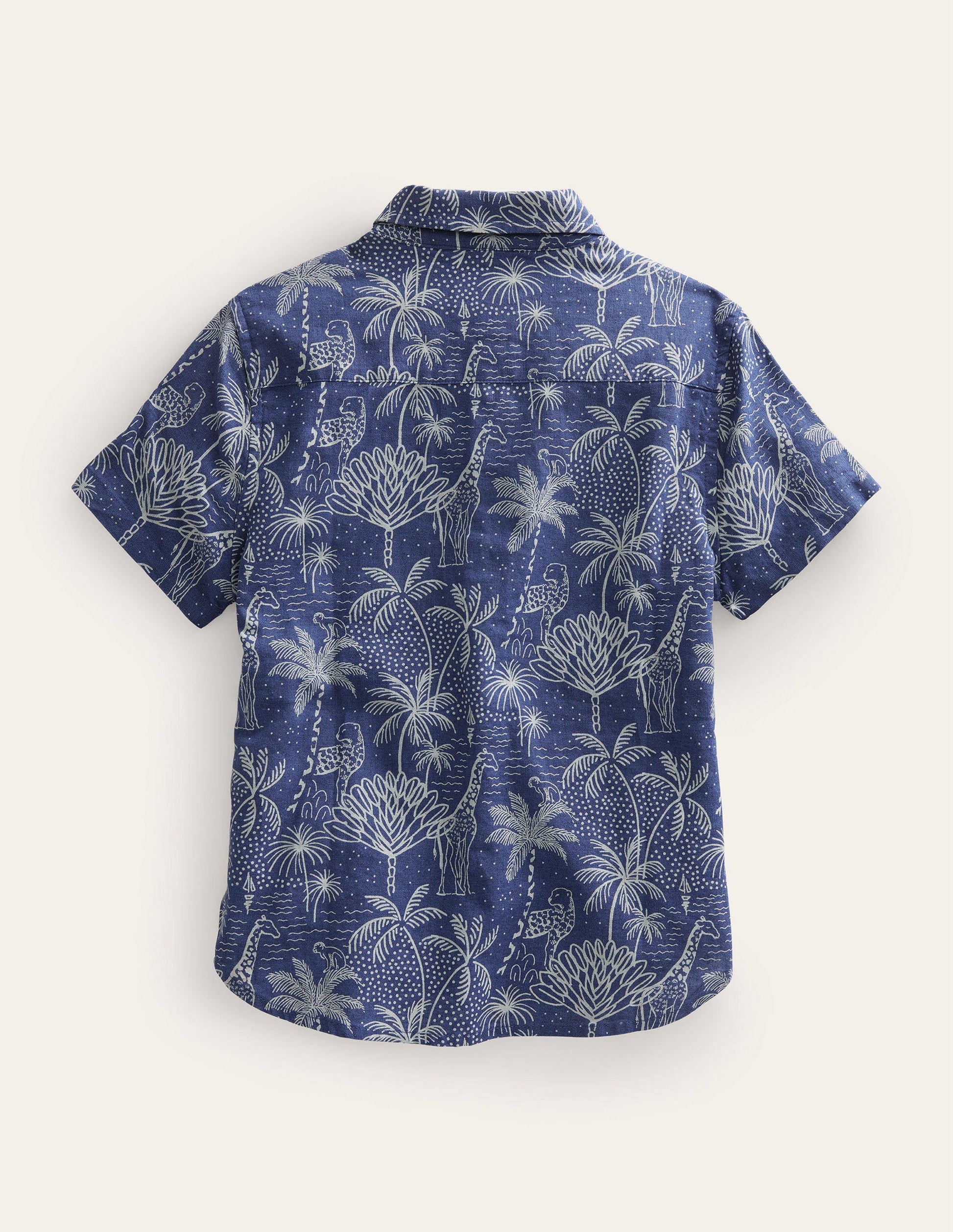 Chemise en coton et lin-Bleu palmier des îles-2