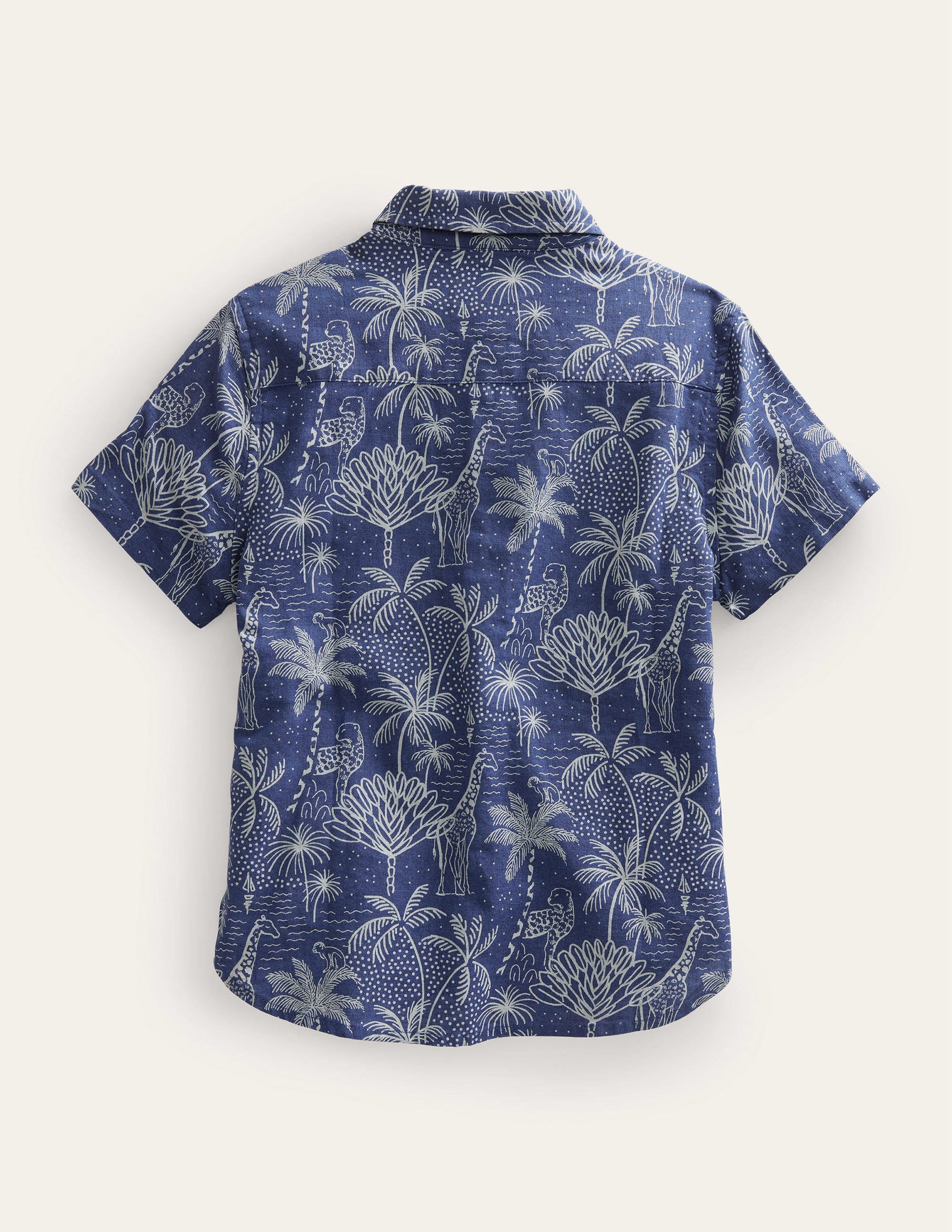 Chemise en coton et lin-Bleu palmier des îles - Image 2
