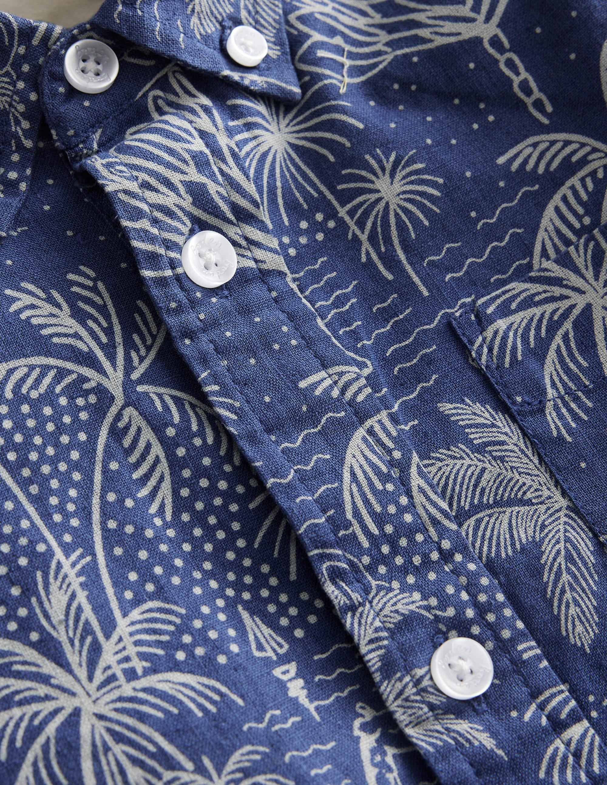 Chemise en coton et lin-Bleu palmier des îles - Image 3