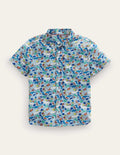 Chemise en coton et lin-Micro récif multi