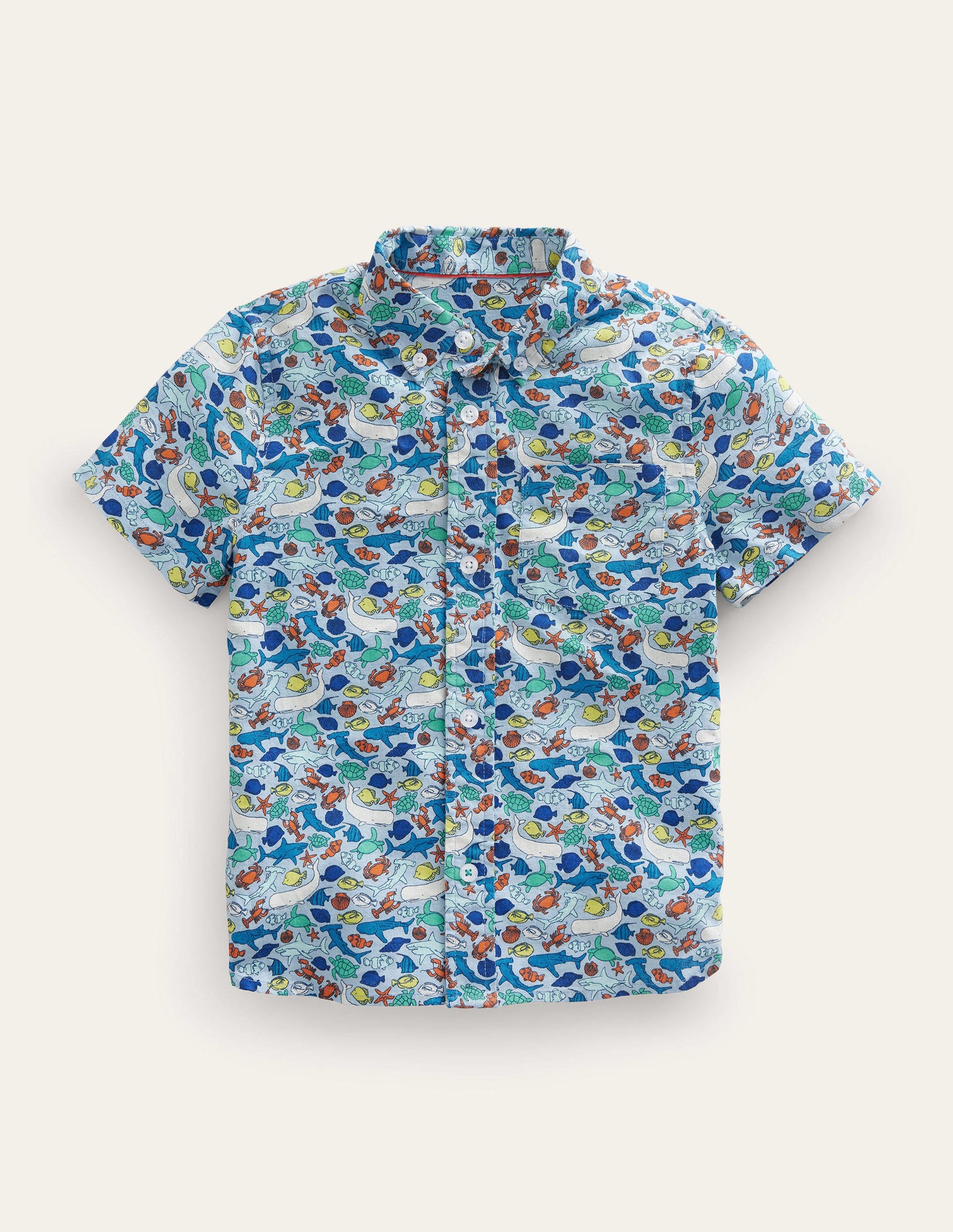 Chemise en coton et lin-Micro récif multi-1