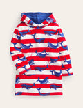 Frottee-Badeponcho-Blau/Naturweiß, Wale