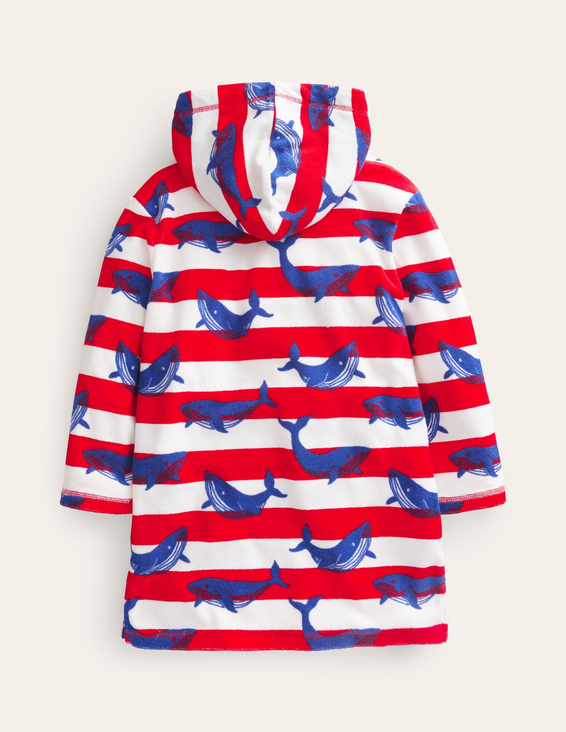 Frottee-Badeponcho-Blau/Naturweiß, Wale-2
