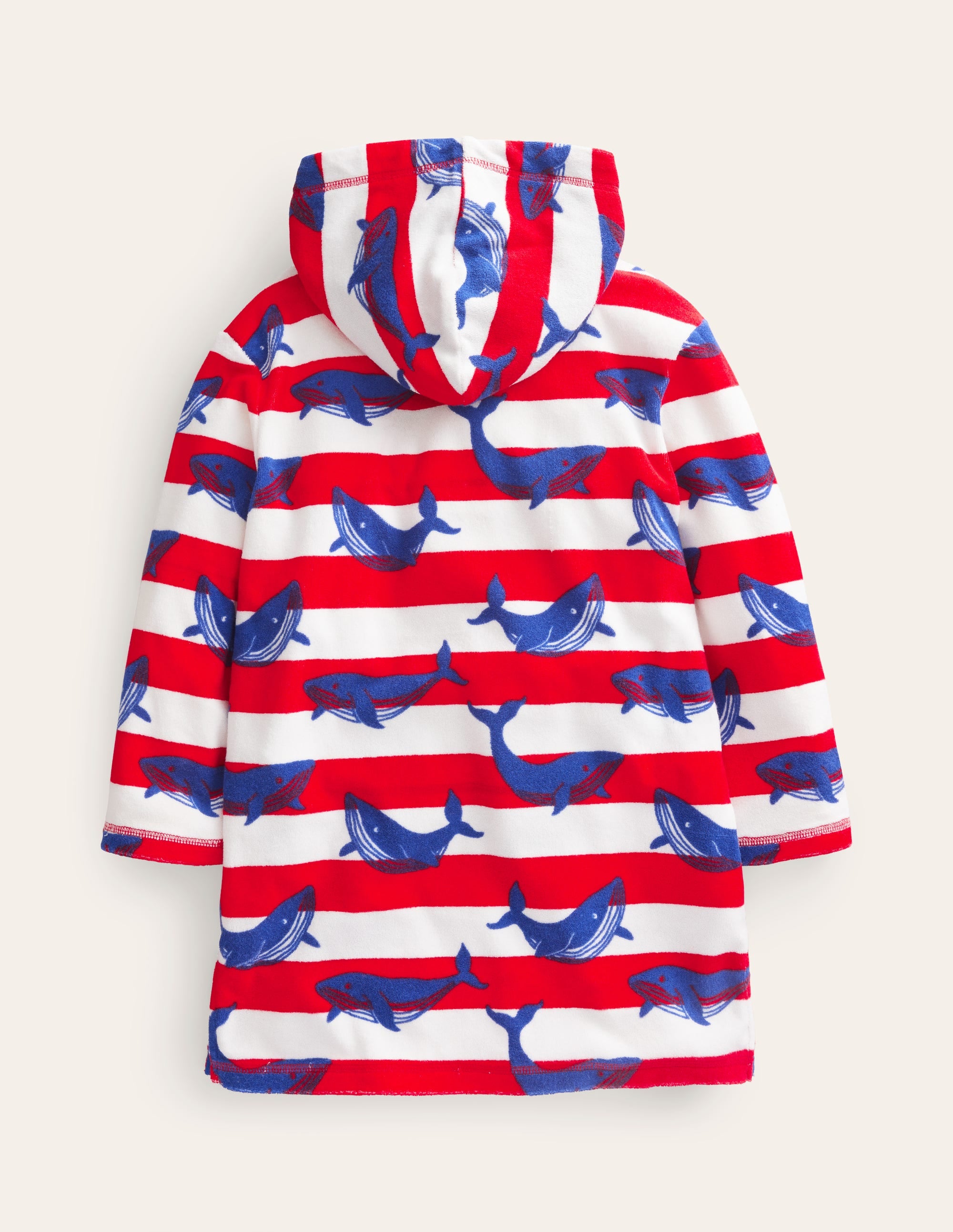 Frottee-Badeponcho-Blau/Naturweiß, Wale - Image 2
