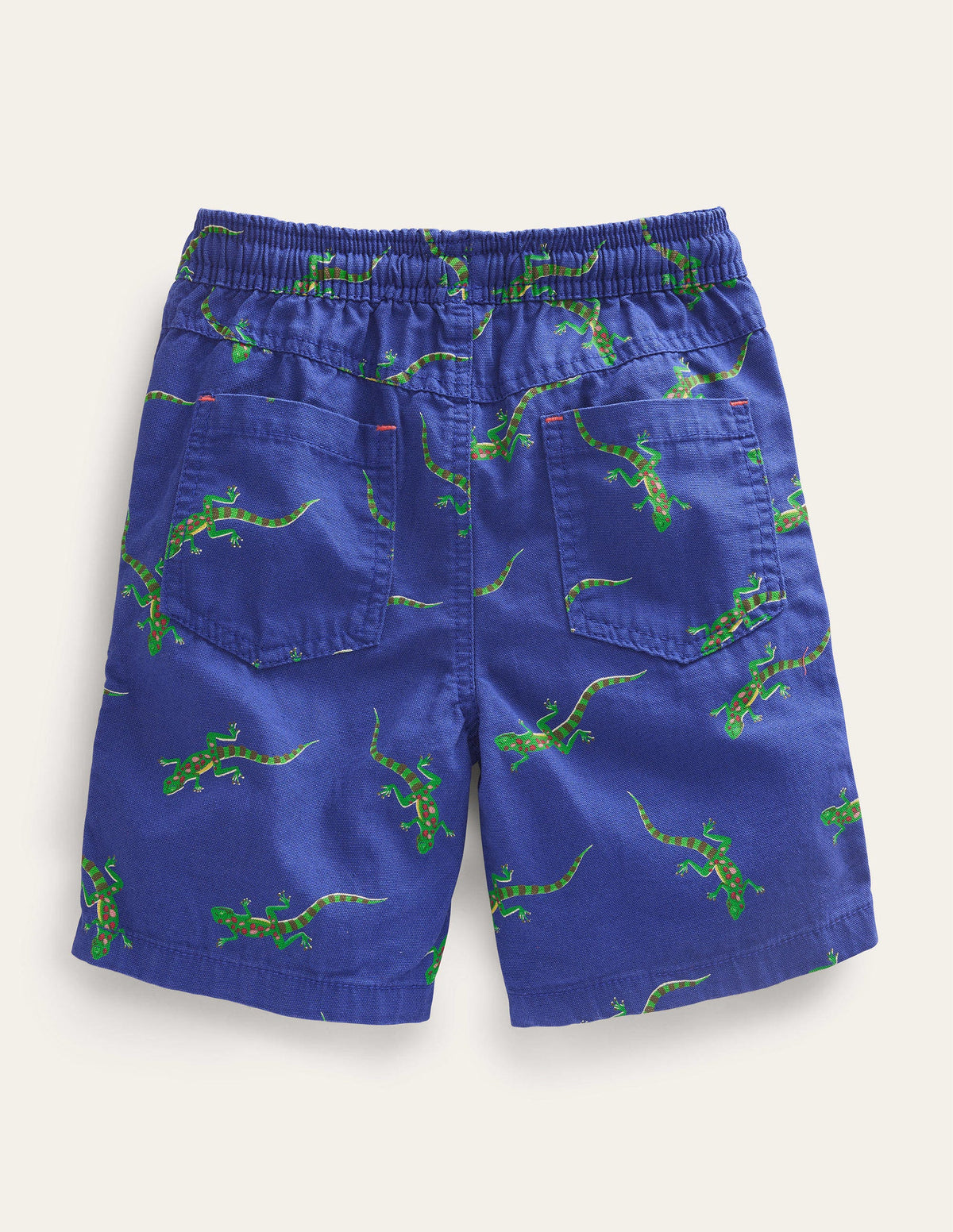 Pull-on Drawstring Shorts-Blue Ticking Croc Embroidery - Image 2