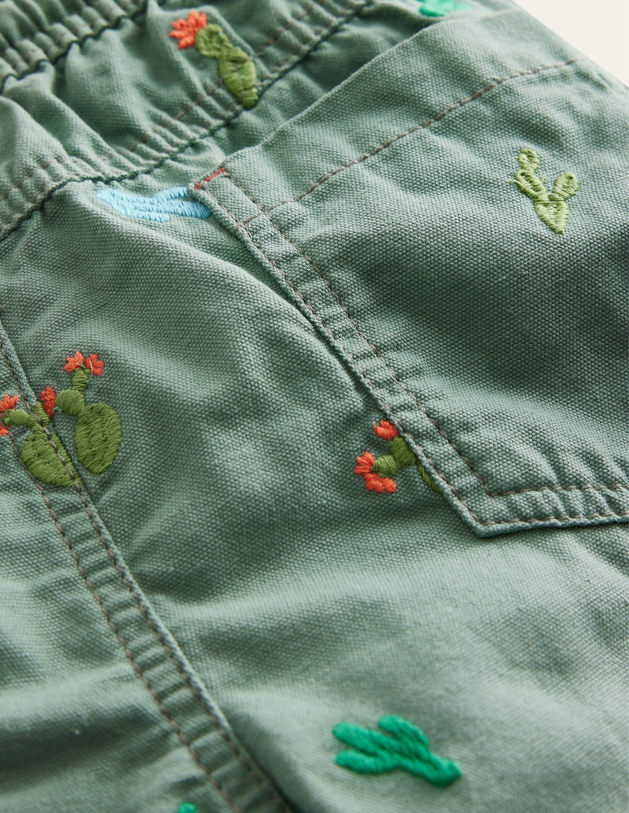 Short à enfiler avec cordon de serrage-Micro cactus vert poterie - Image 3
