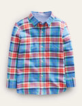 Lässiges Twill-Hemd-Blau/Orange, Kariert