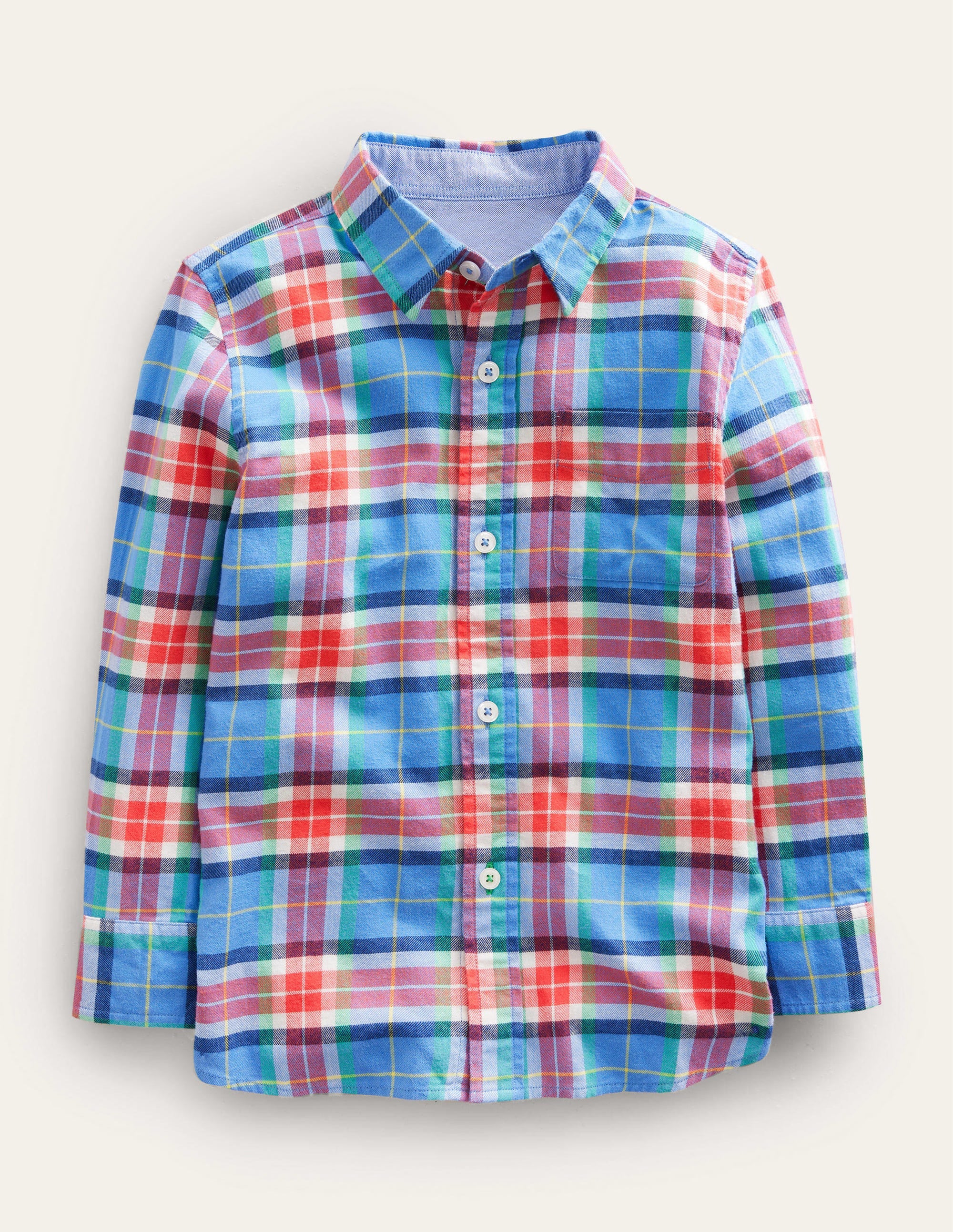 Lässiges Twill-Hemd-Blau/Orange, Kariert - Image 1