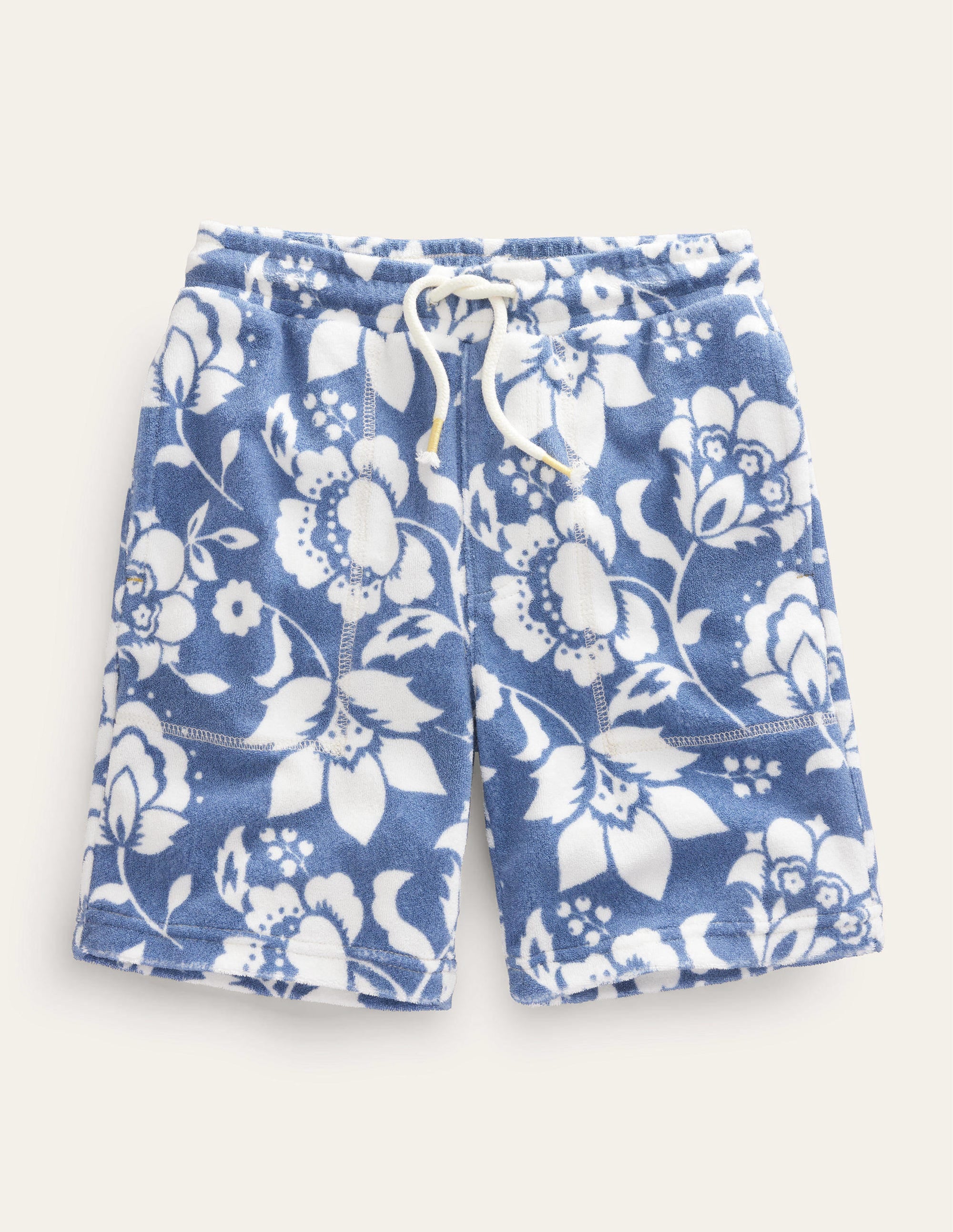 Short de survêtement en éponge-Motif floral bleu - Image 1