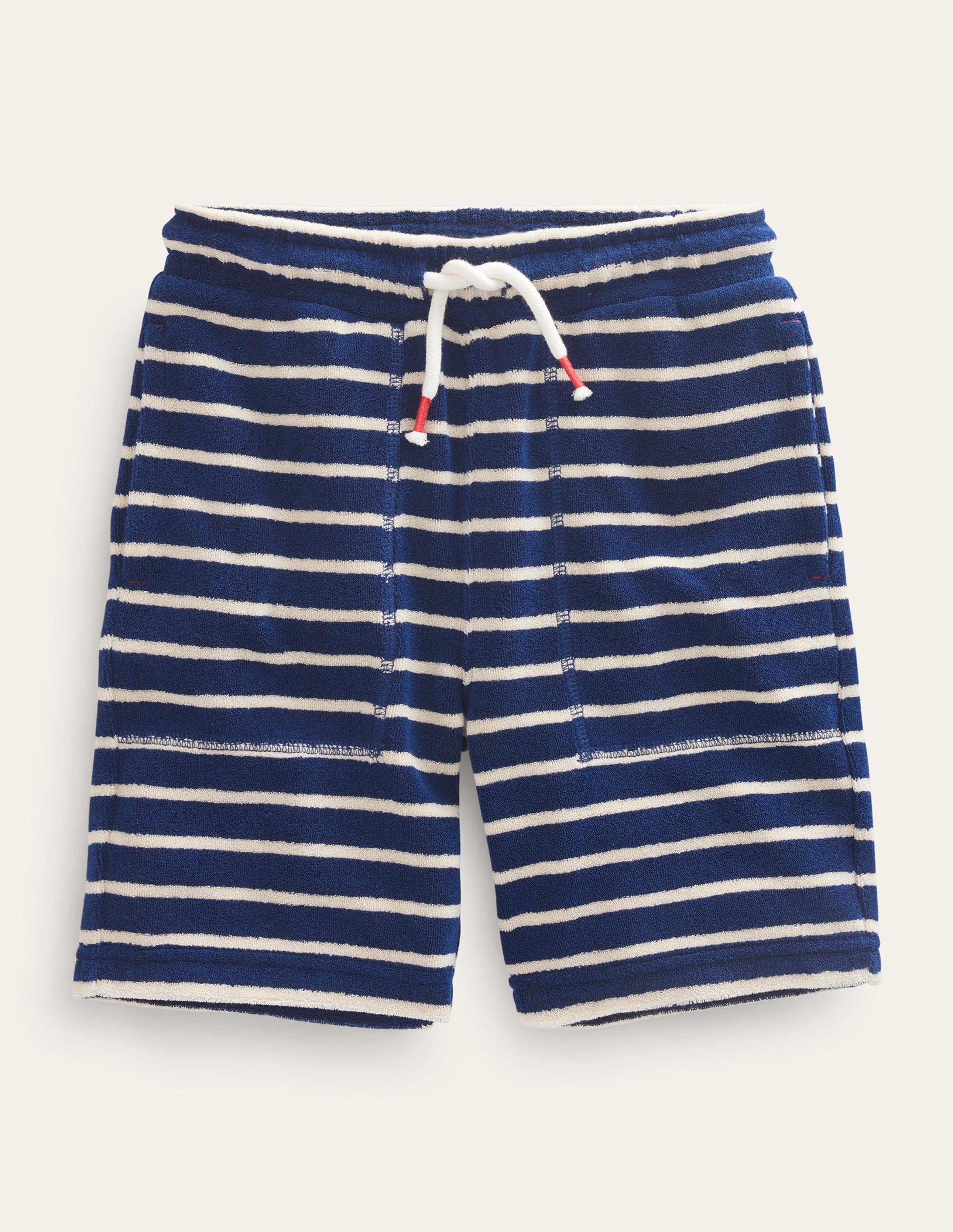 Towelling Sweat Shorts-Navy/White - Image 1