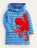 Poncho en éponge à appliqué-Pieuvre bleu cabanon/ivoire