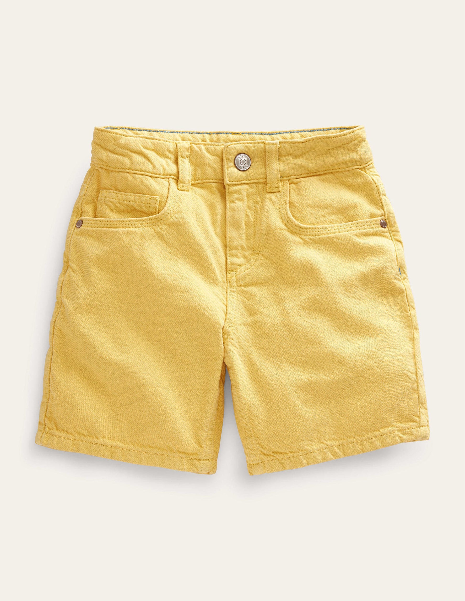 Short décontracté en jean-Jaune-1