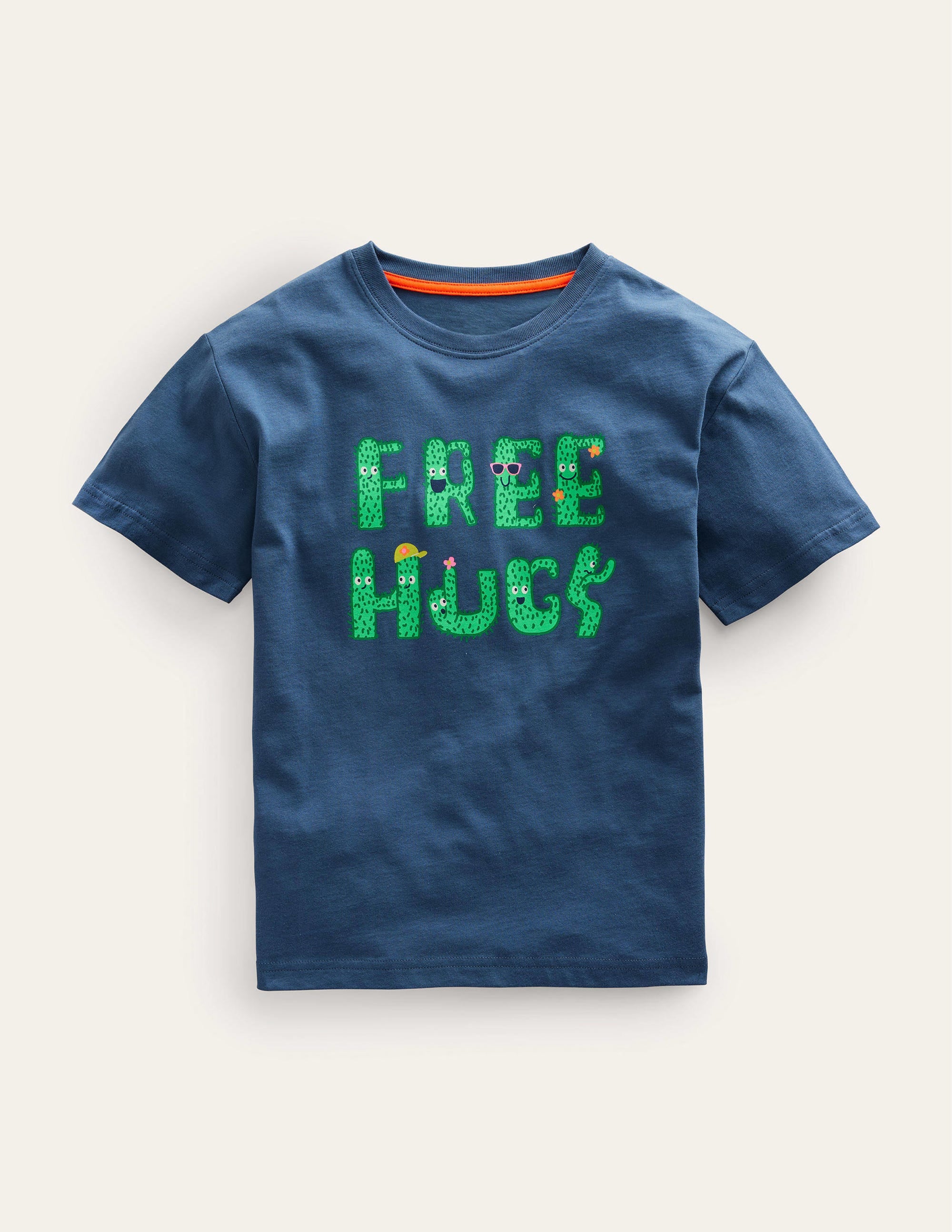 T-shirt à inscription-Motif Free Hugs bleu robot - Image 1
