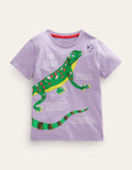 T-shirt à motif infos animalières-Lézard lavande brumeuse