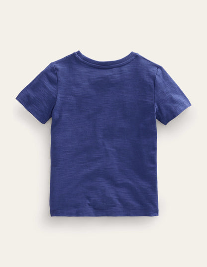T-Shirt mit Kettenstich-Segelblau, Schildkröte-2