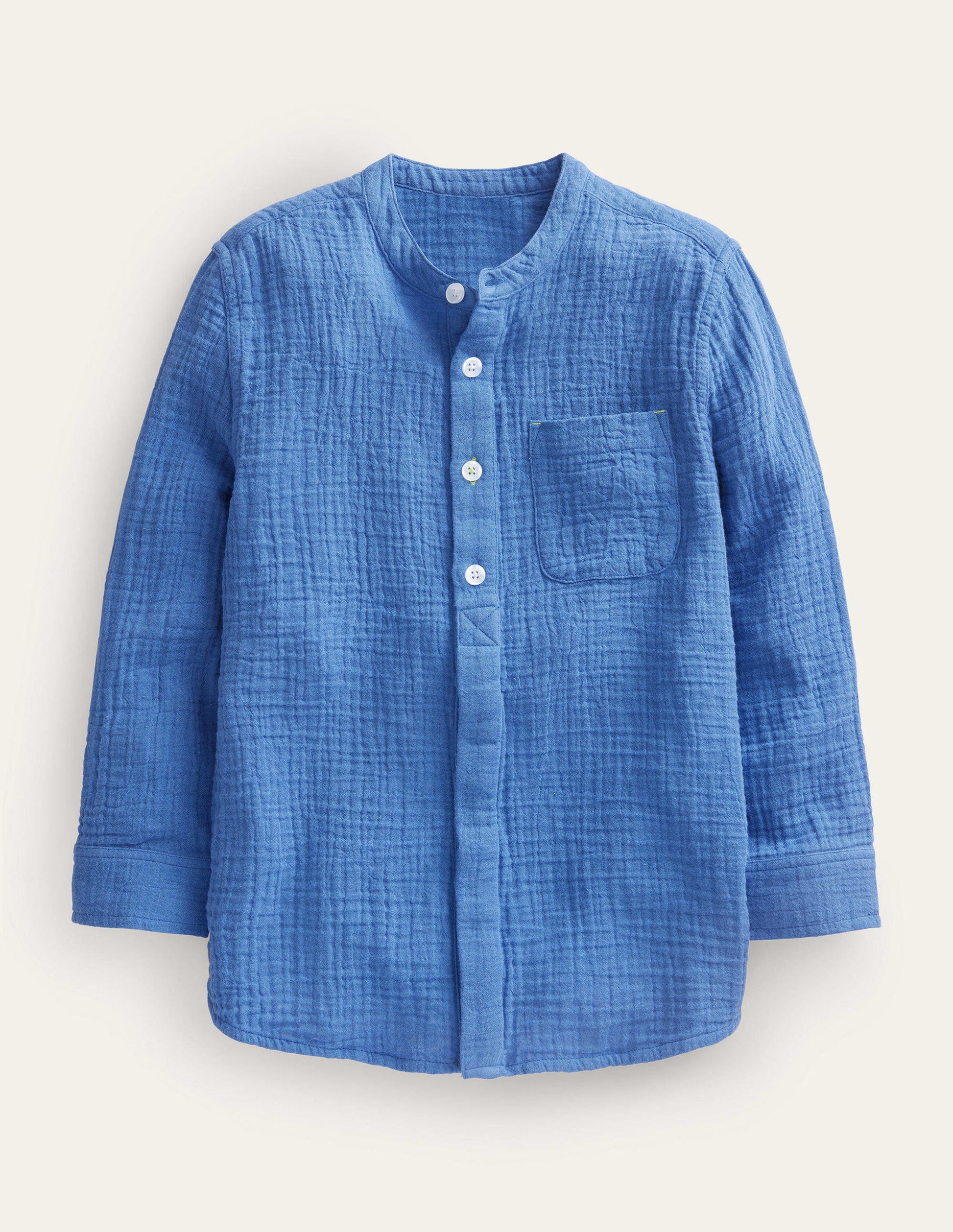 Double Cloth Grandad Shirt-Delft Blue-1