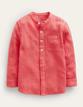Chemise grand-père double épaisseur-Rouge confiture