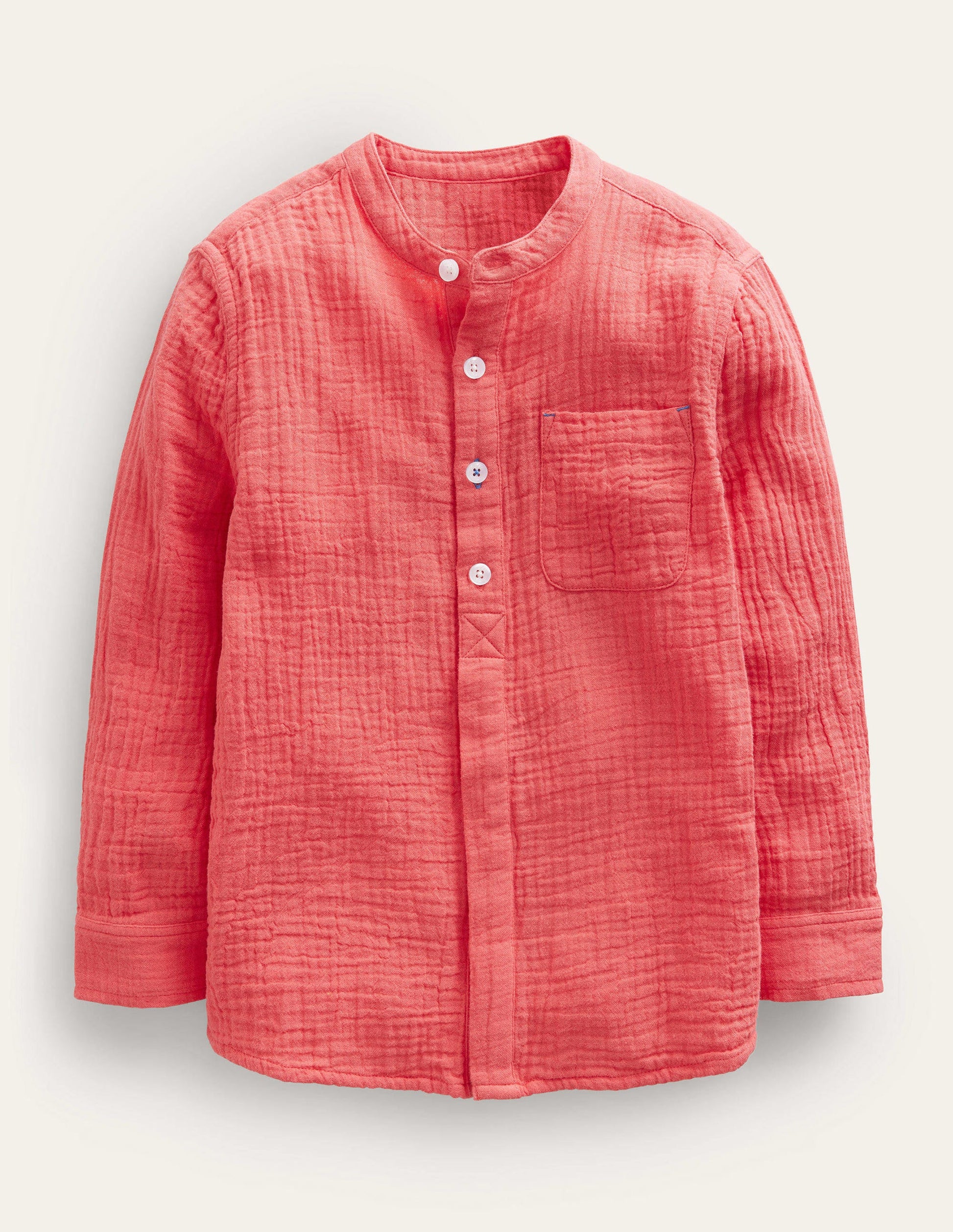 Chemise grand-père double épaisseur-Rouge confiture-1