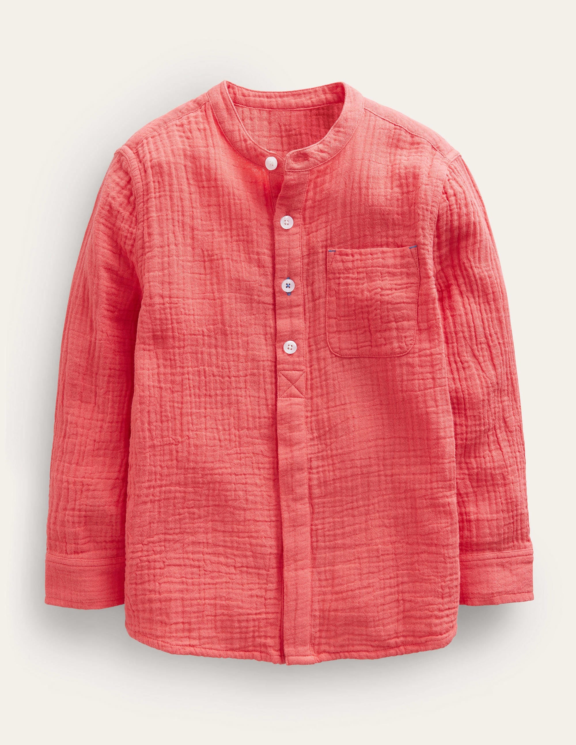 Chemise grand-père double épaisseur-Rouge confiture - Image 1