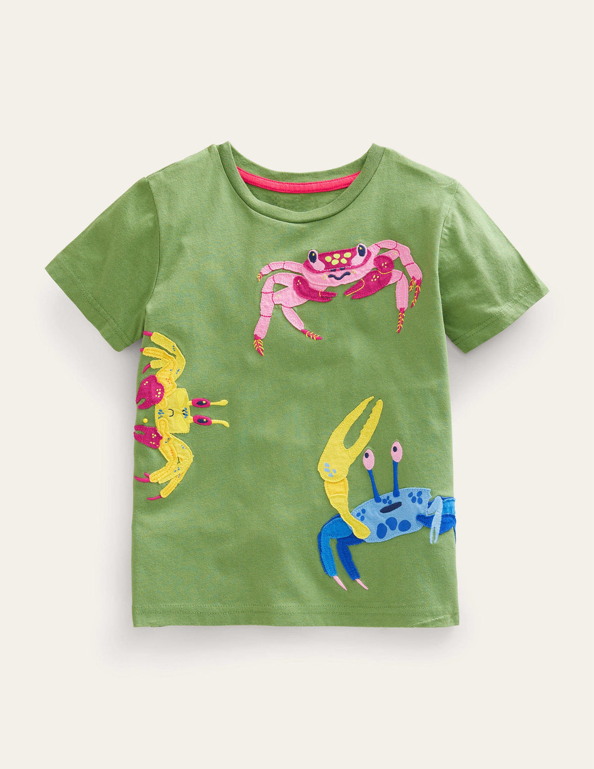 Appliqué Textured T-shirt-Safari Green Crabs - Image 1