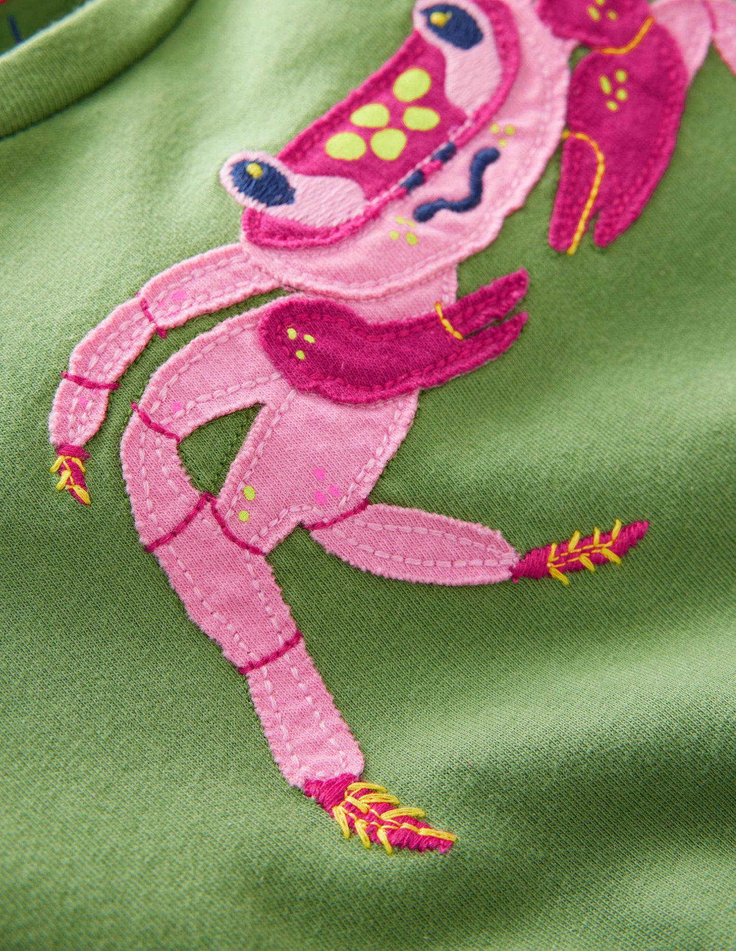 Appliqué Textured T-shirt-Safari Green Crabs
