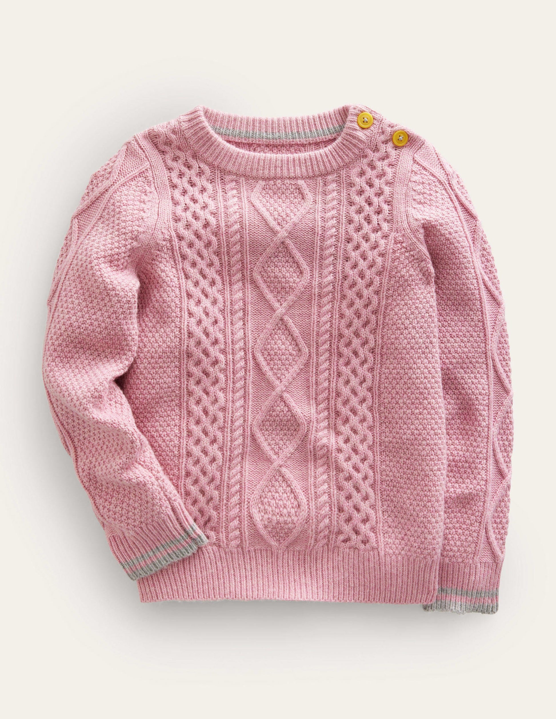 Pullover mit Zopfmuster-Pastell-Orchideenrosa-1