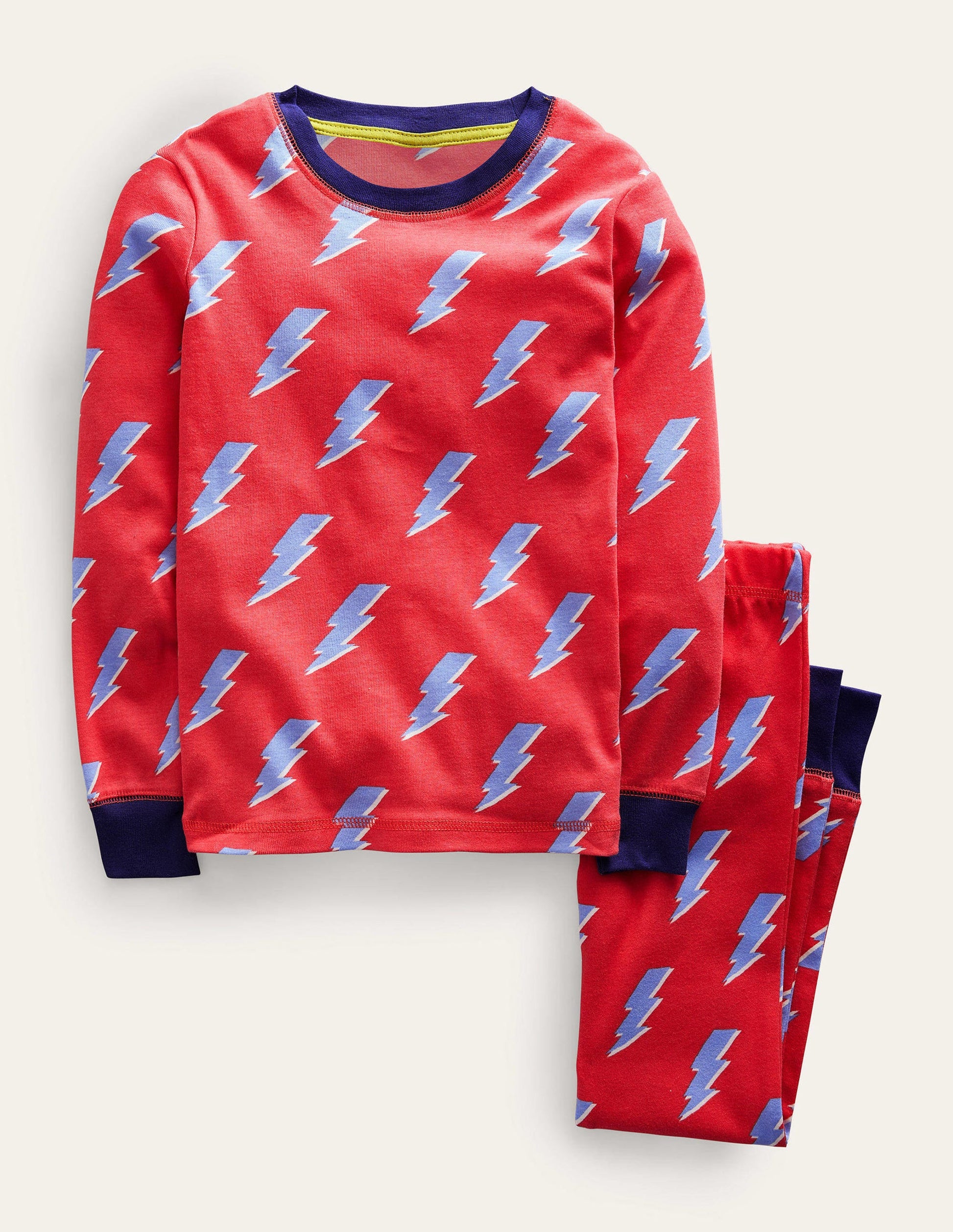 Single Glow-in-the-dark Pyjama-Red Lightening Bolt-1